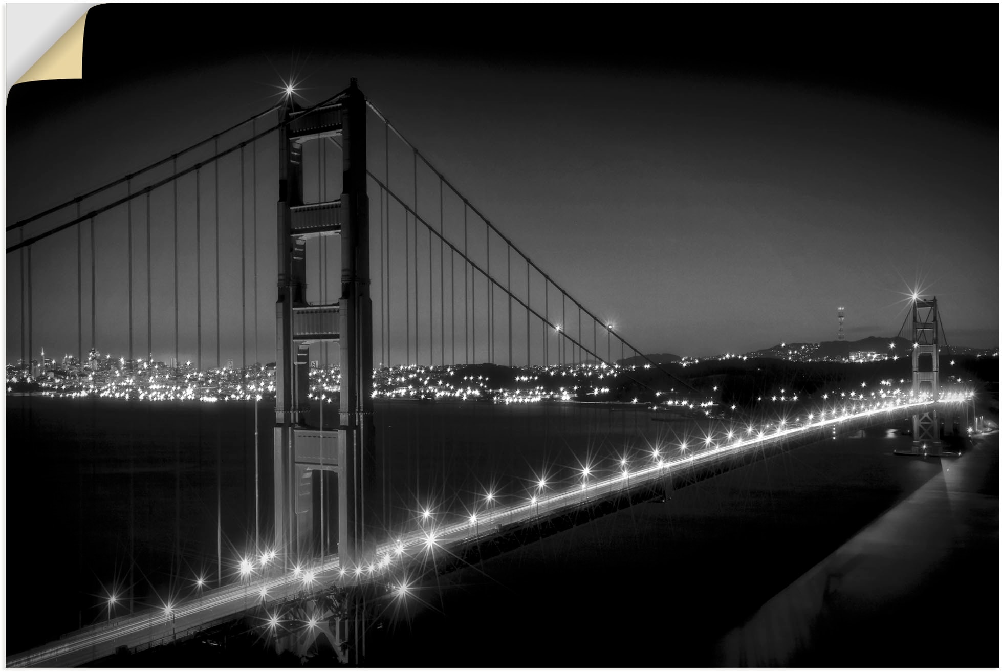 Artland Wandbild »Golden Gate Bridge am Abend«, San Francisco, (1 St.), als Alubild, Outdoorbild, Wandaufkleber in verschied. Grössen