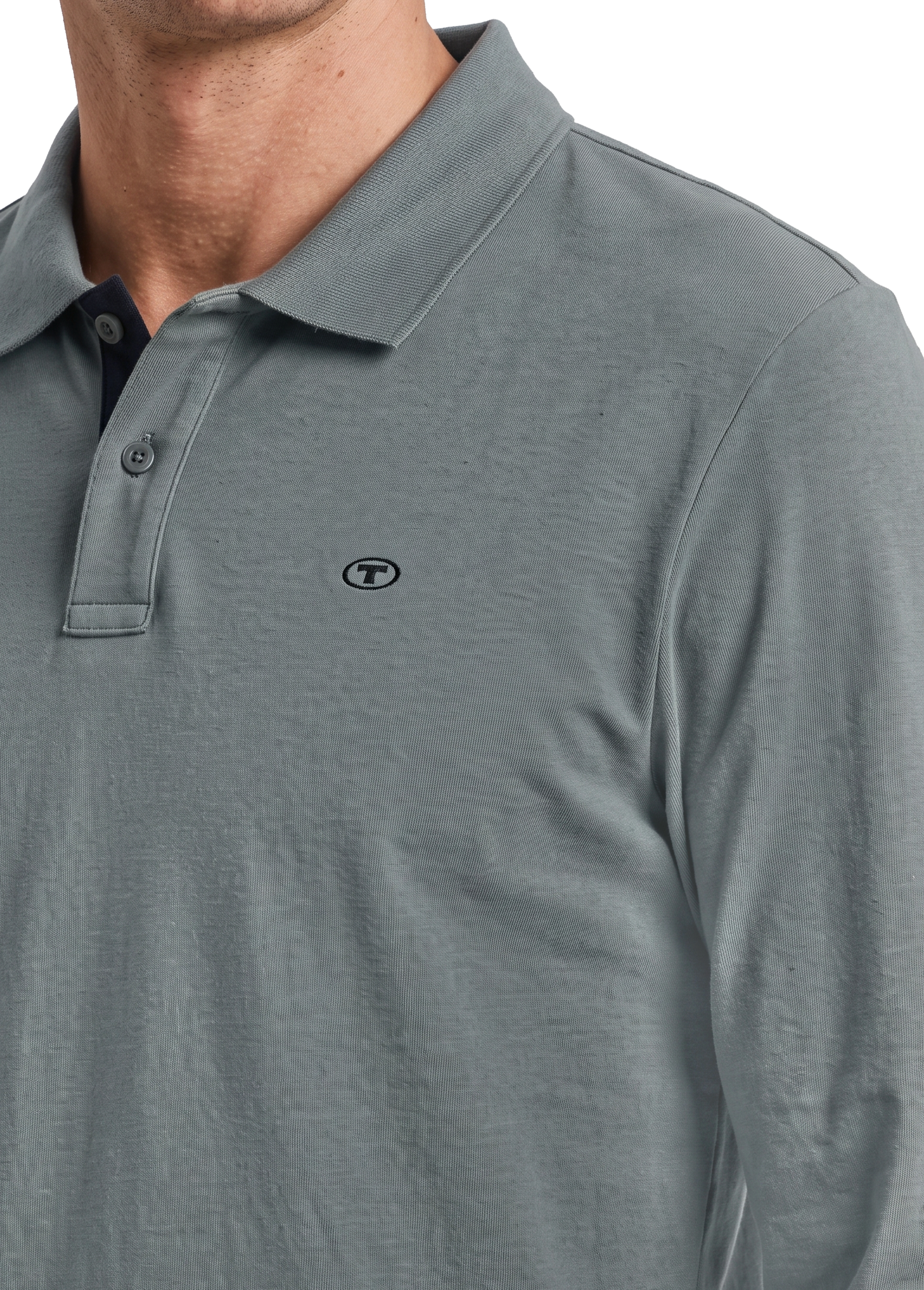 TOM TAILOR Polo à manches longues avec broderie du logo