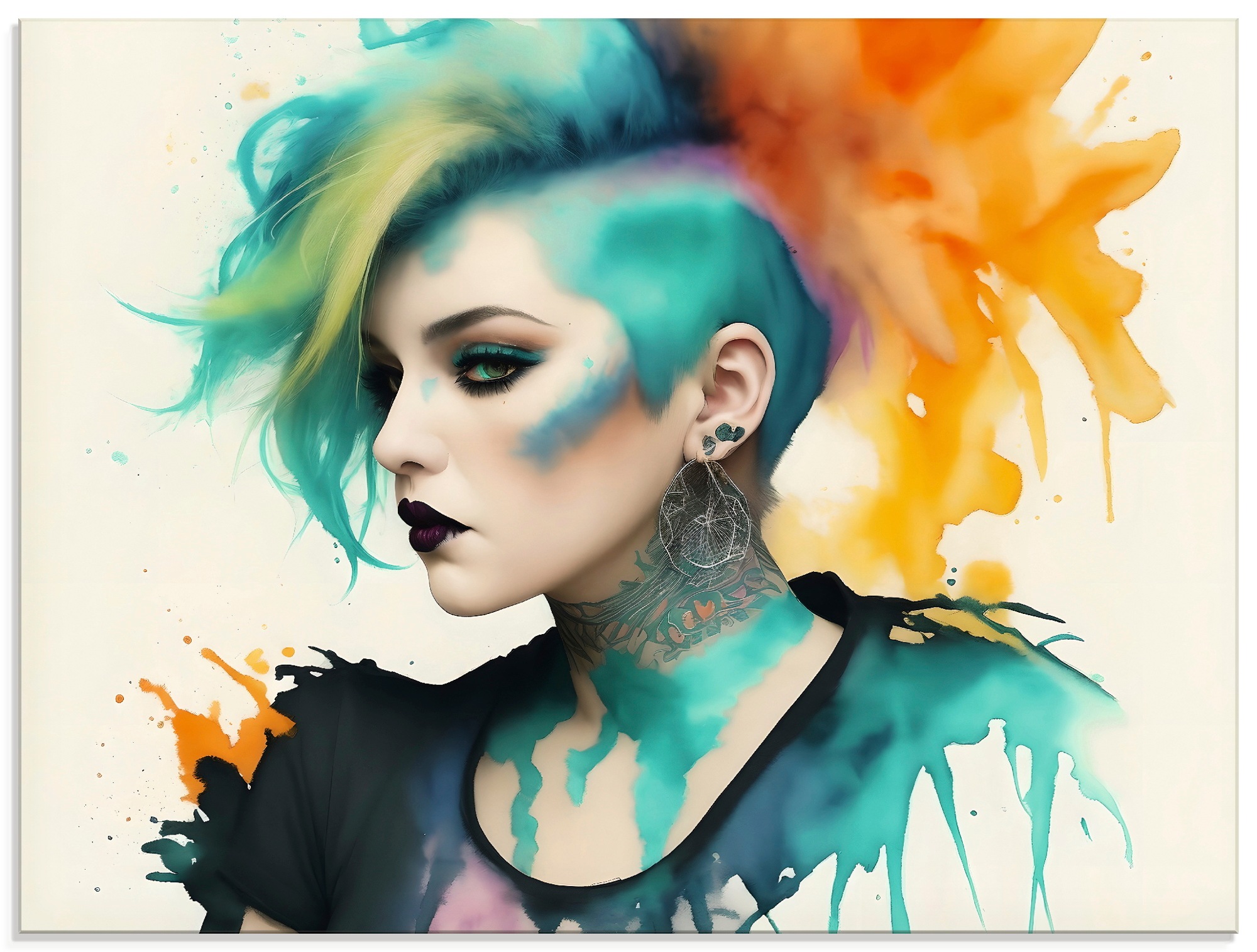 Image of Artland Glasbild "Weiblicher Punk X" Bilder von Frauen 1 Stk. tlg. in verschiedenen Grössen