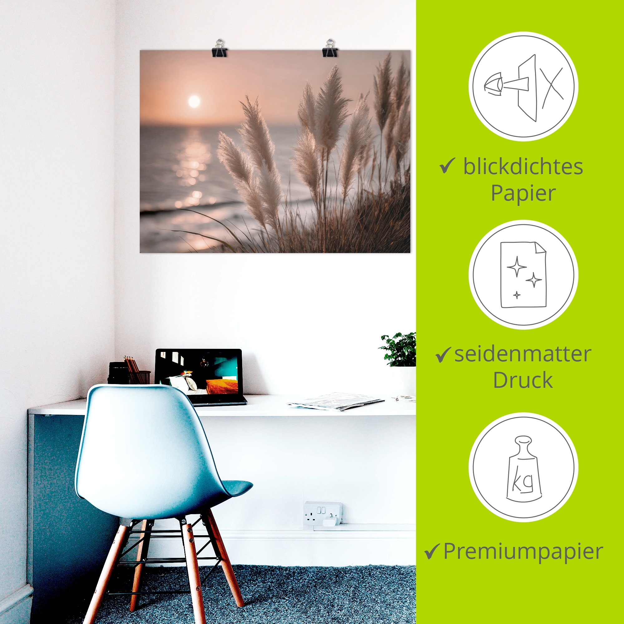 Artland Wandbild »Küstenträume im Abendwind« Gräser 1 Stk. tlg. als Alubild, Leinwandbild, Poster, Wandaufkleber in verschied. Grössen