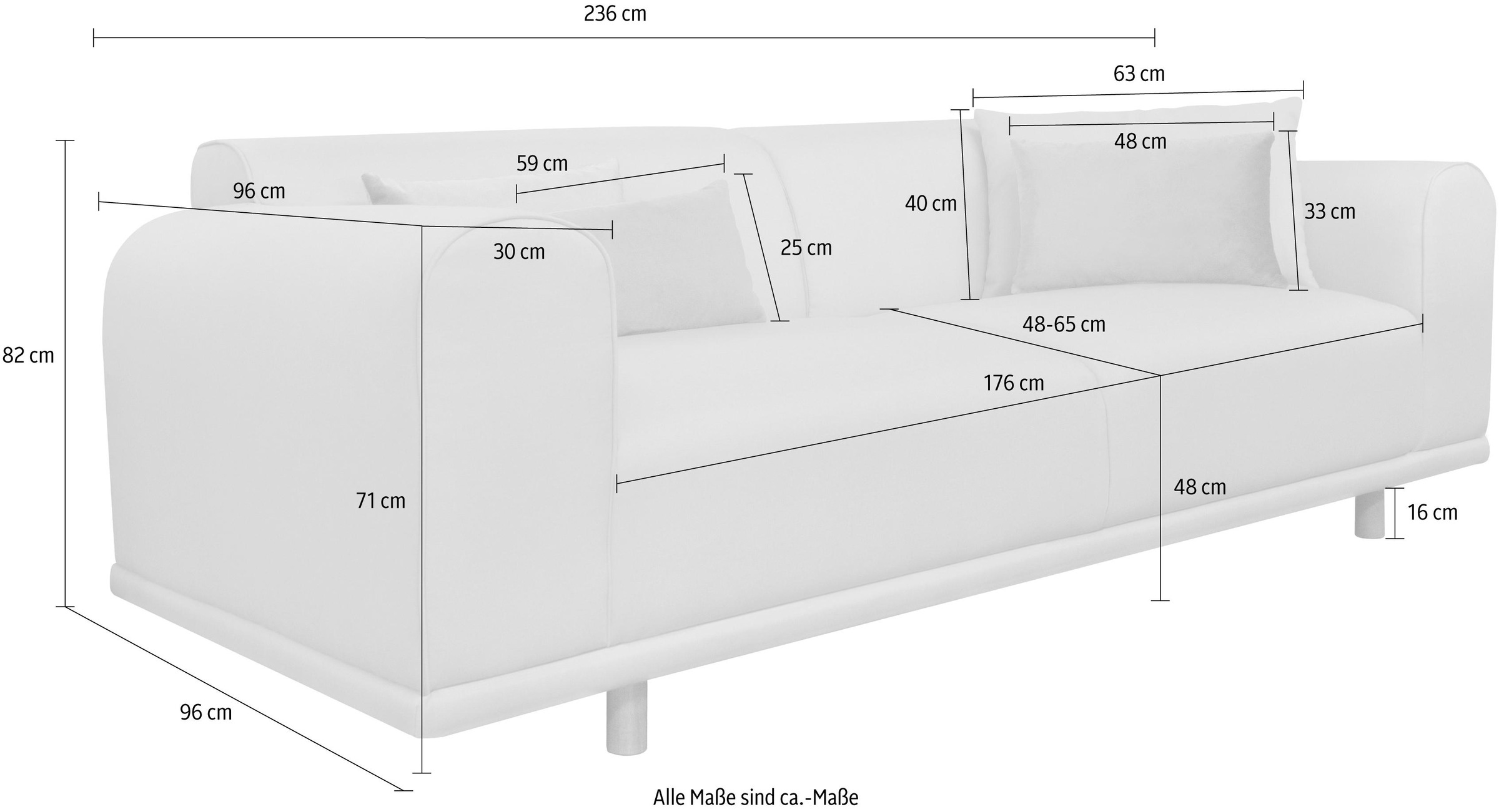 GOODproduct 3-places »Maroon« in skandinavischem Design, mit losen Kissen