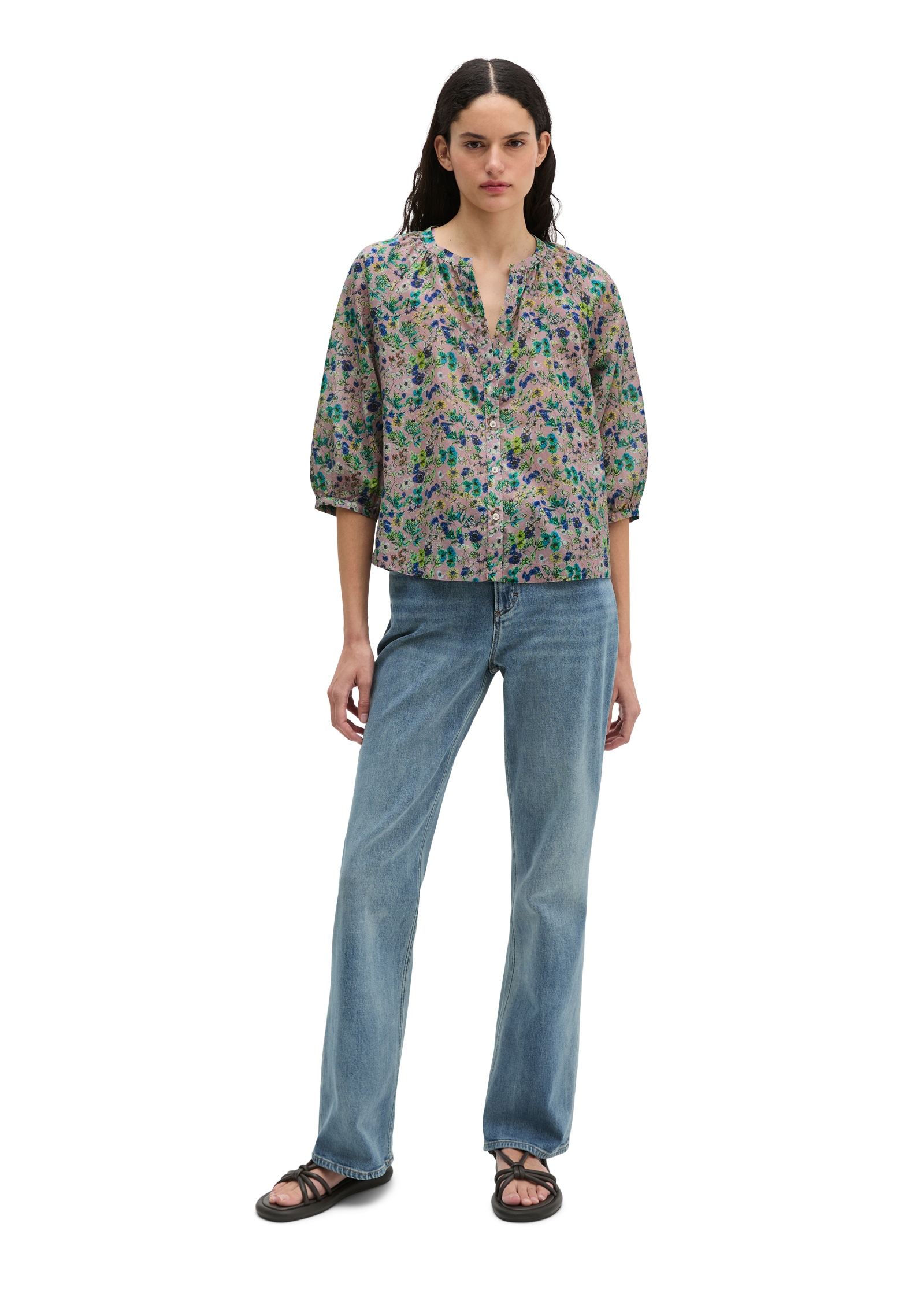 Marc O'Polo Blouse à enfiler relaxed aus bedrucktem Baumwoll-Voile, Alloverprint