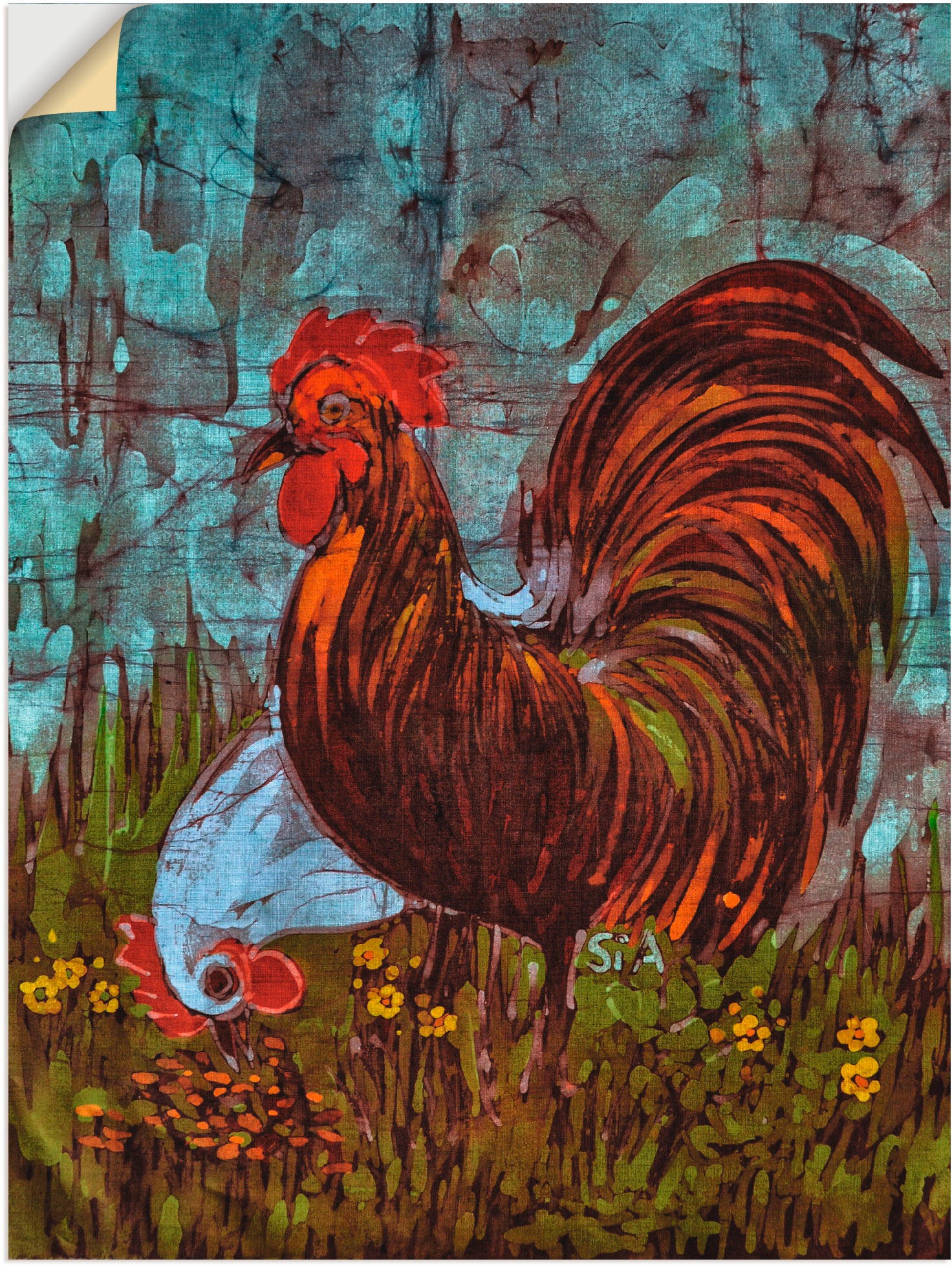 Image of Artland Wandbild »Zweisam - Hahn und Henne«, Vögel, (1 St.), in vielen Grössen & Produktarten - Alubild / Outdoorbild für den Aussenbereich, Leinwandbild, Poster, Wandaufkleber / Wandtattoo auch für Badezimmer geeignet bei Ackermann Versand Schweiz