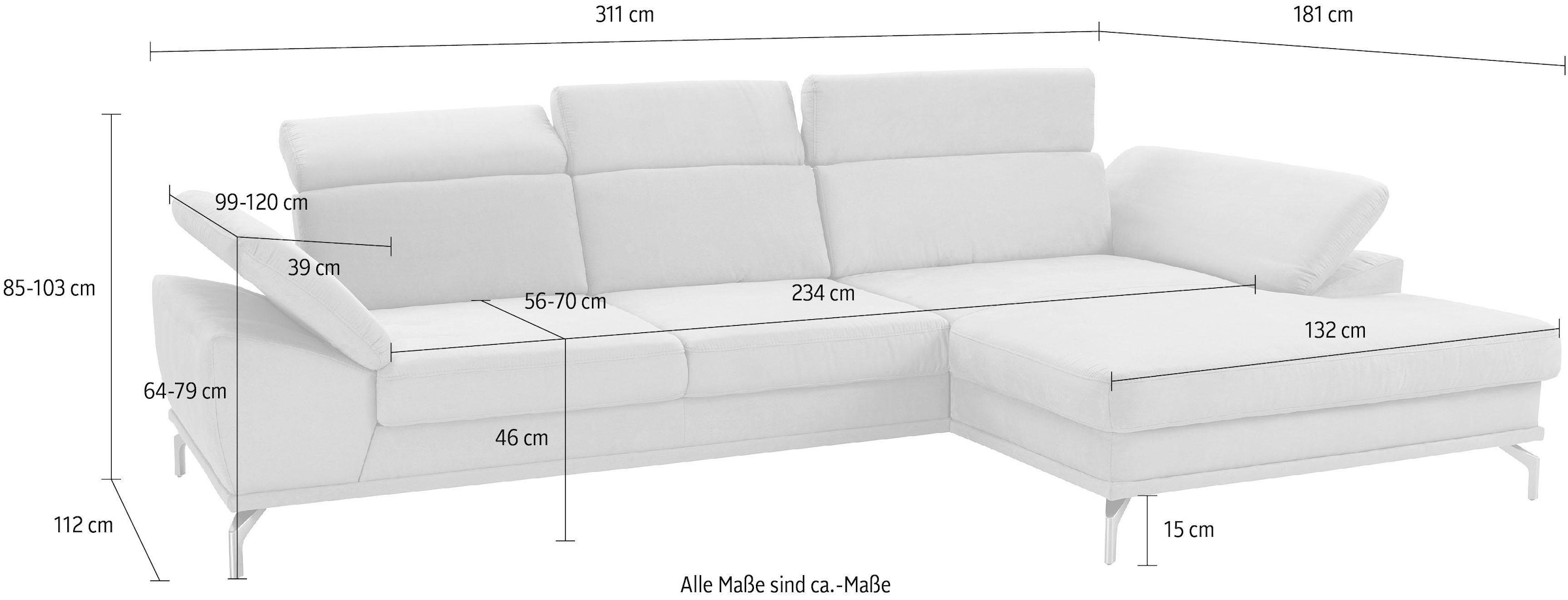 sit&more Ecksofa »Scorpio L-Form«, inklusive Sitztiefenverstellung, wahlweise mit Kopfverstellung