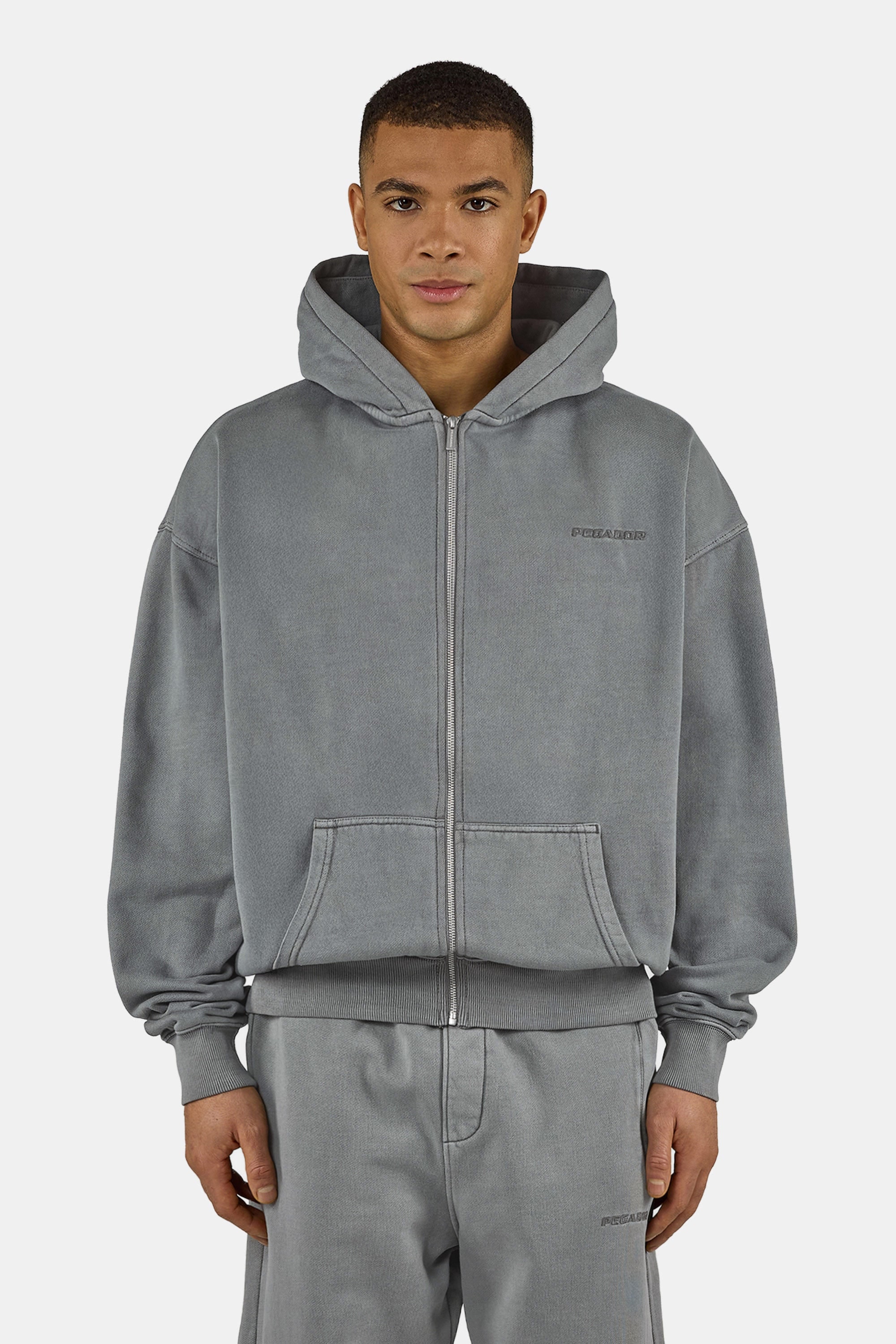 Image of PEGADOR Kapuzensweatjacke "Logo Oversized Sweat Jacket" Baumwollmischung, oversize