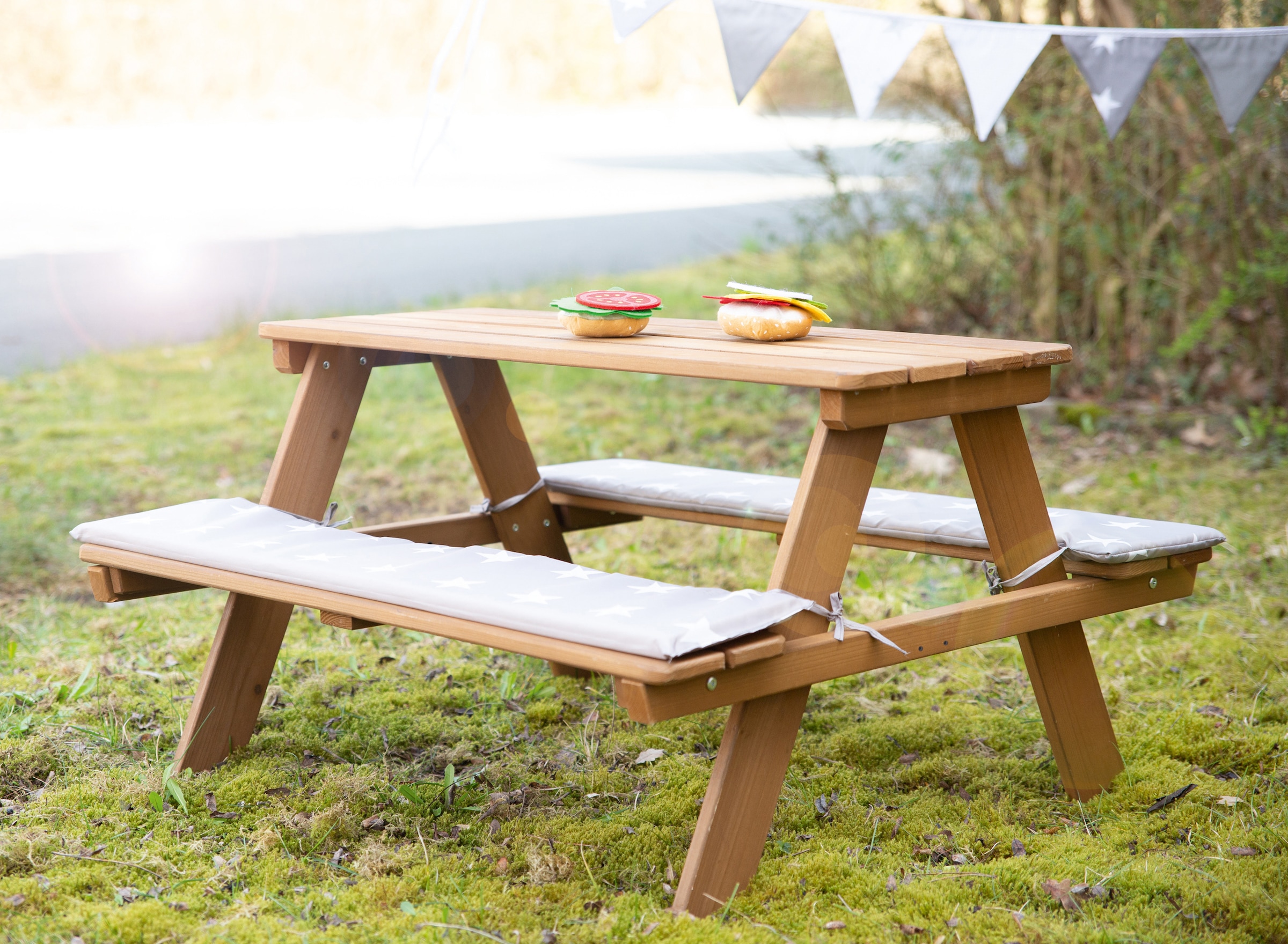 roba® Kindersitzgruppe »Picknick for 4 Outdoor Deluxe, Teakholz«, mit abgerundeten Ecken