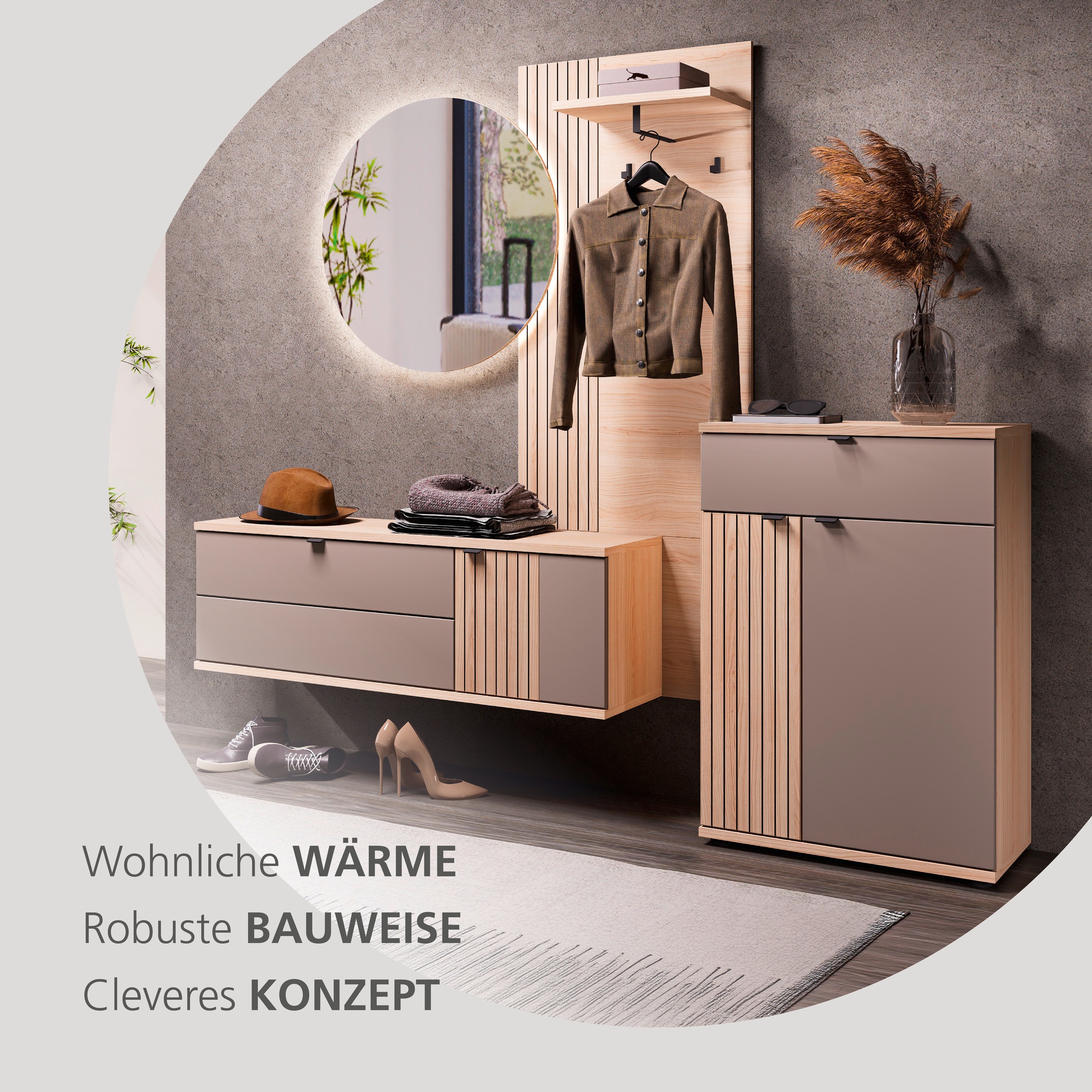 Innostyle Armoire à chaussures »PISA Schuhschrank« 1 cuis tlg. Fermeture douce, bord AB, 1 tiroir, 4 compartiments