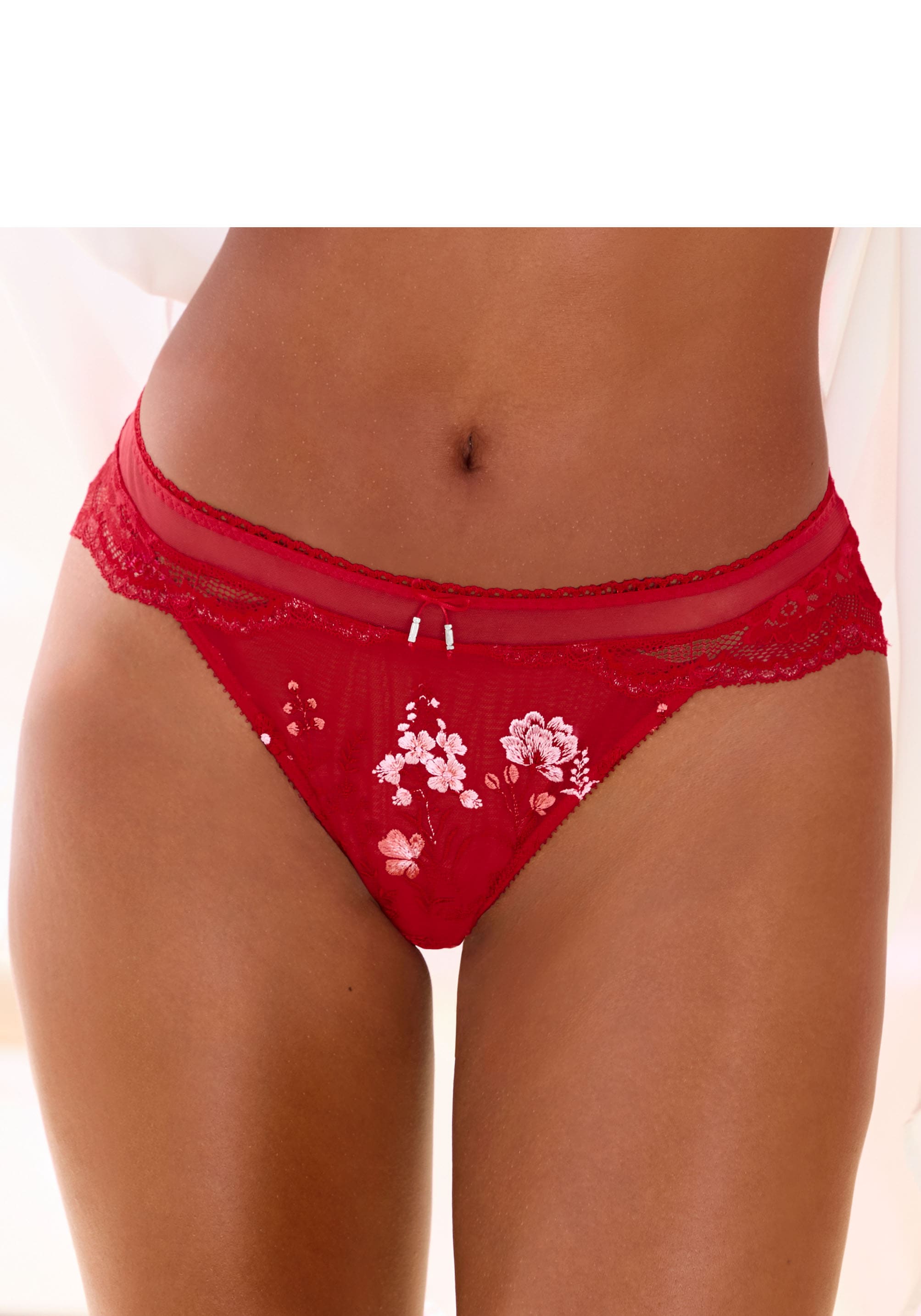 LASCANA Slip »Maria« mit bunten Blumen aus feiner Stickereispitze