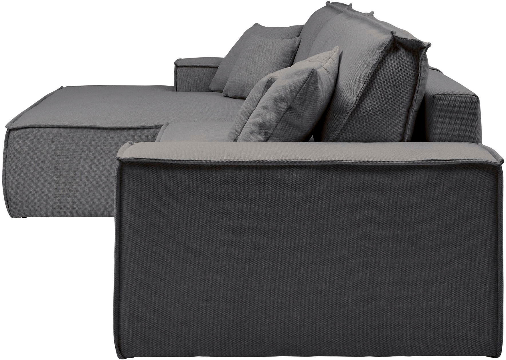 andas Ecksofa »Finnley Schlafsofa 267 cm in Bouclé, Struktur fein u. Cord, L-Form,«, Schlaffunktion m. Bettkasten (136/210 cm), Bouclé, Struktur und Cord