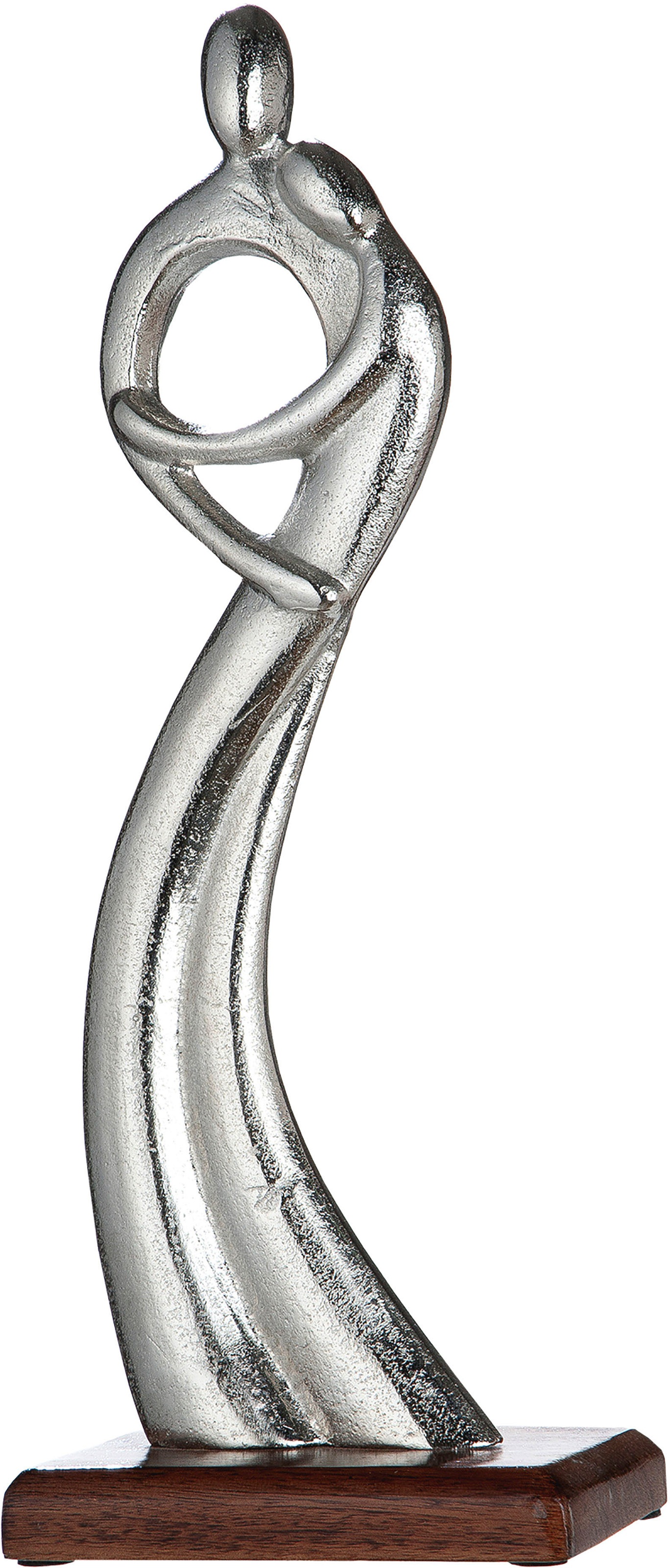 Image of GILDE Dekofigur »Skulptur Figura Innige Hingabe, silberfarben«, (1 St.), Dekoobjekt, Höhe 41 cm, aus Metall, Sockel aus Holz, Wohnzimmer bei Ackermann Versand Schweiz