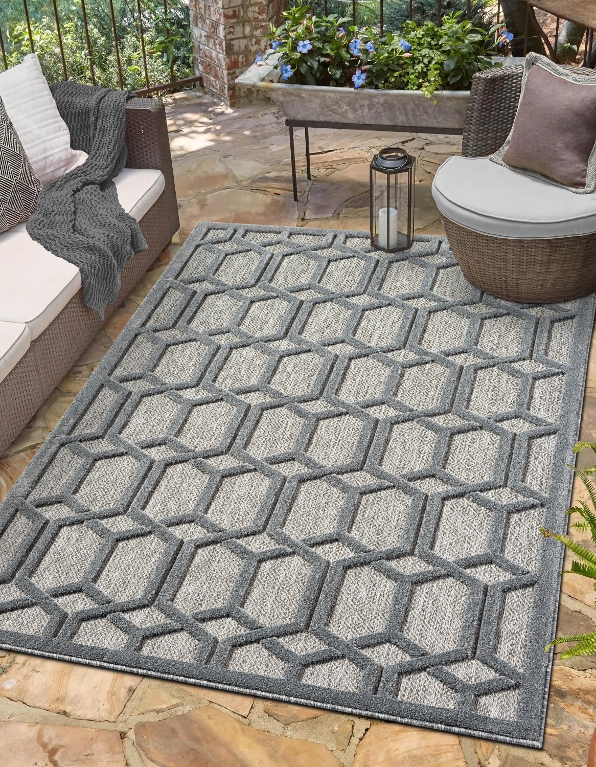 Image of Myflair Möbel & Accessoires Teppich "Thala, LAGERRÄUMUNG" rechteckig 8 mm Höhe modernes Design, Hoch-Tief Effekt, Outdoor geeignet, Balkon, Terrasse