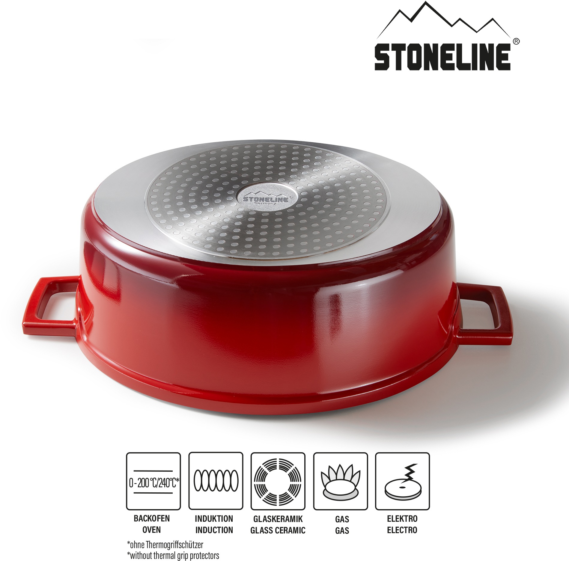 STONELINE Bräter, Aluminiumguss, (Set, 2 tlg.), induktionsgeeignet, inkl. Thermogriffschützern