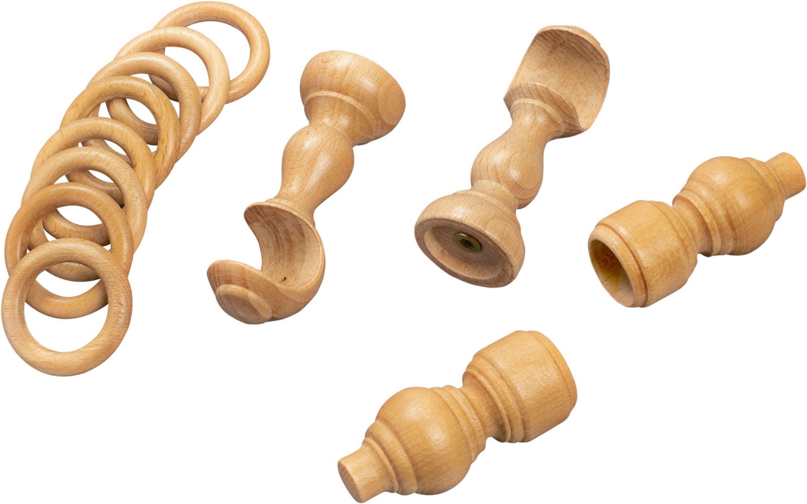 SN DECO GROUP Tringle à rideaux »Filigrano« 1 course-läufig Dimension fixe 28 mm, bois, différentes longueurs et couleurs, ensemble complet
