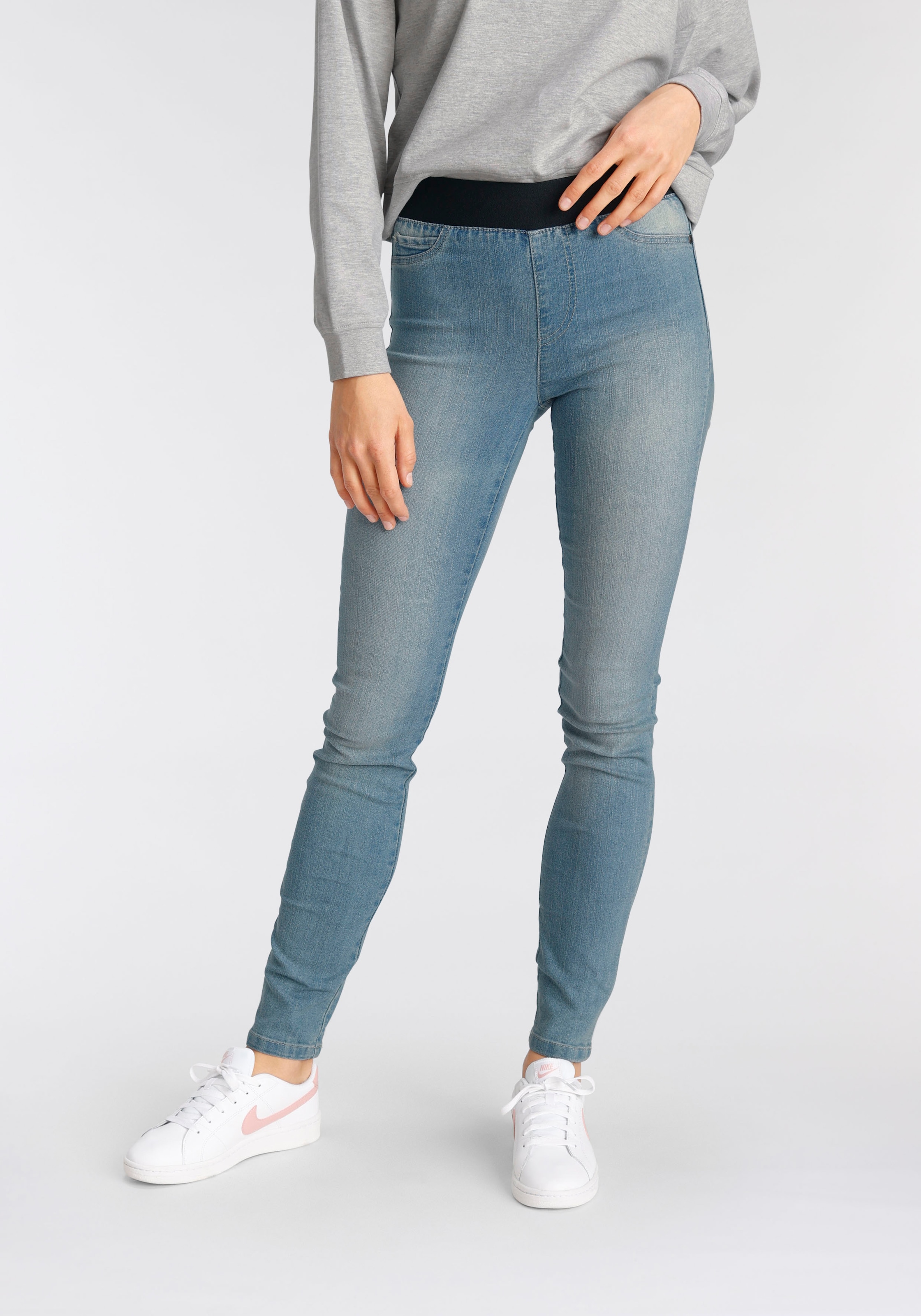 ♕ Arizona Skinny-fit-Jeans, Mid Waist bestellen Comfort-Stretch versandkostenfrei