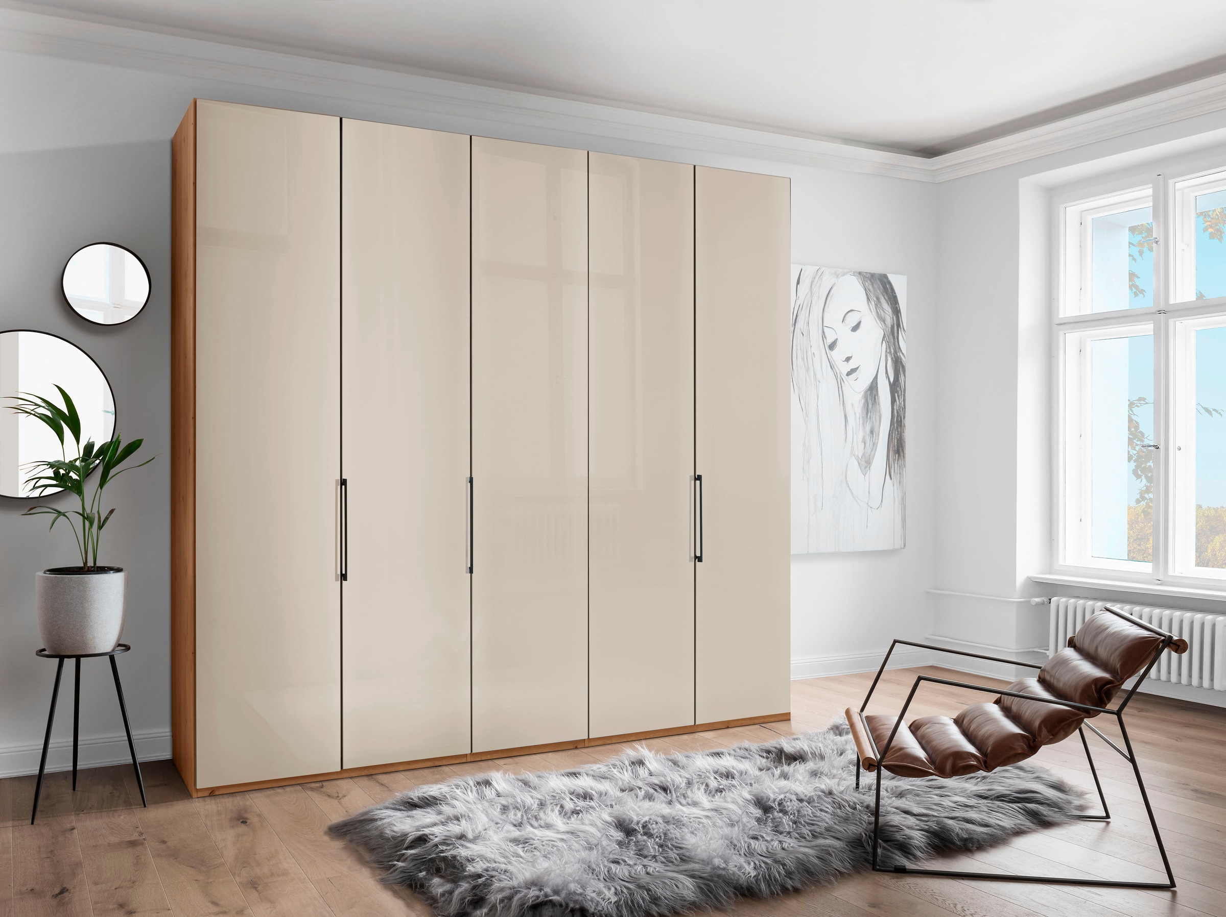 WIEMANN Armoire à portes pliantes »Monaco« mit Glasfront sowie hochwertige Beschläge
