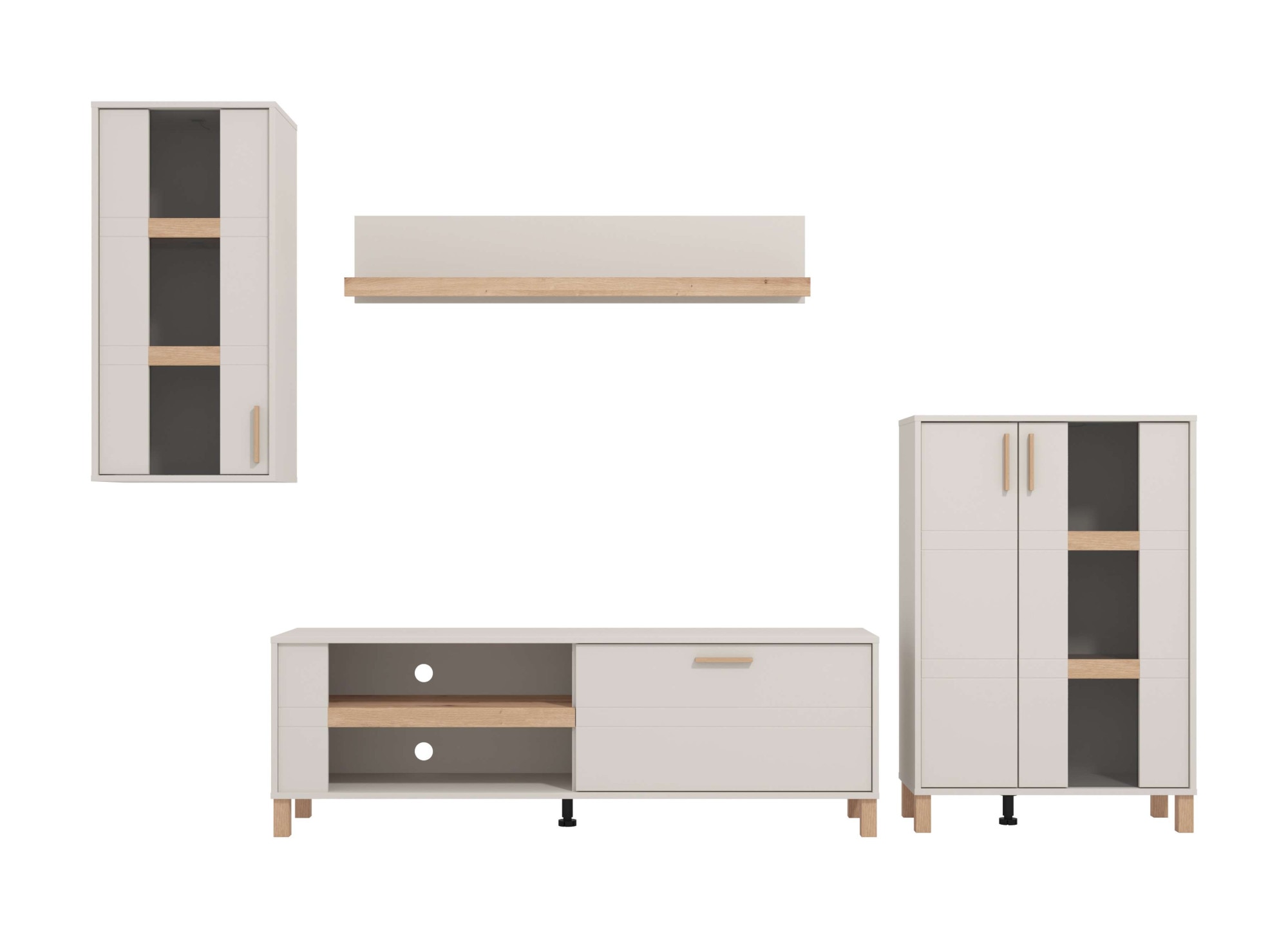 Home affaire Wohnwand »Sheffield, inkl. TV-Board, Highboard, Hängevitrine und Wandregal« Komplett-Set, 4 Stk. tlg.