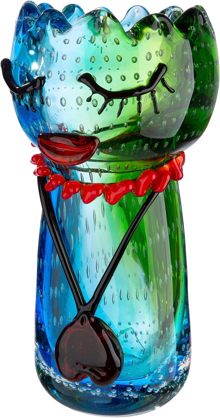 GILDE Tischvase »Gesichtsvase Jessica mehrfarbig H. 25 cm« Gesichtsvase, Glas, Fraumotiv, Blumenvase, künstlerisch, modern