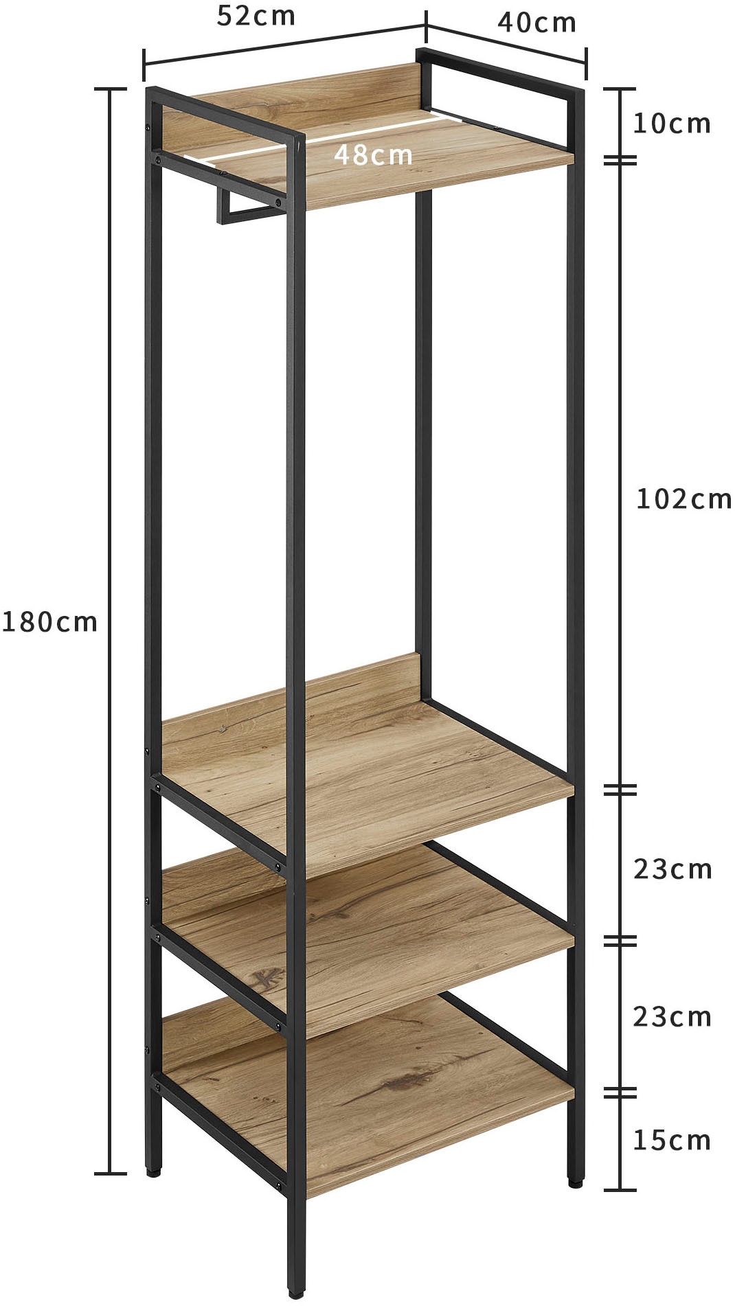 GOODproduct Garderobenschrank »Tayler« pflegeleichte Melaminoberfläche, Metallgestell, natürliche ABS-Kanten