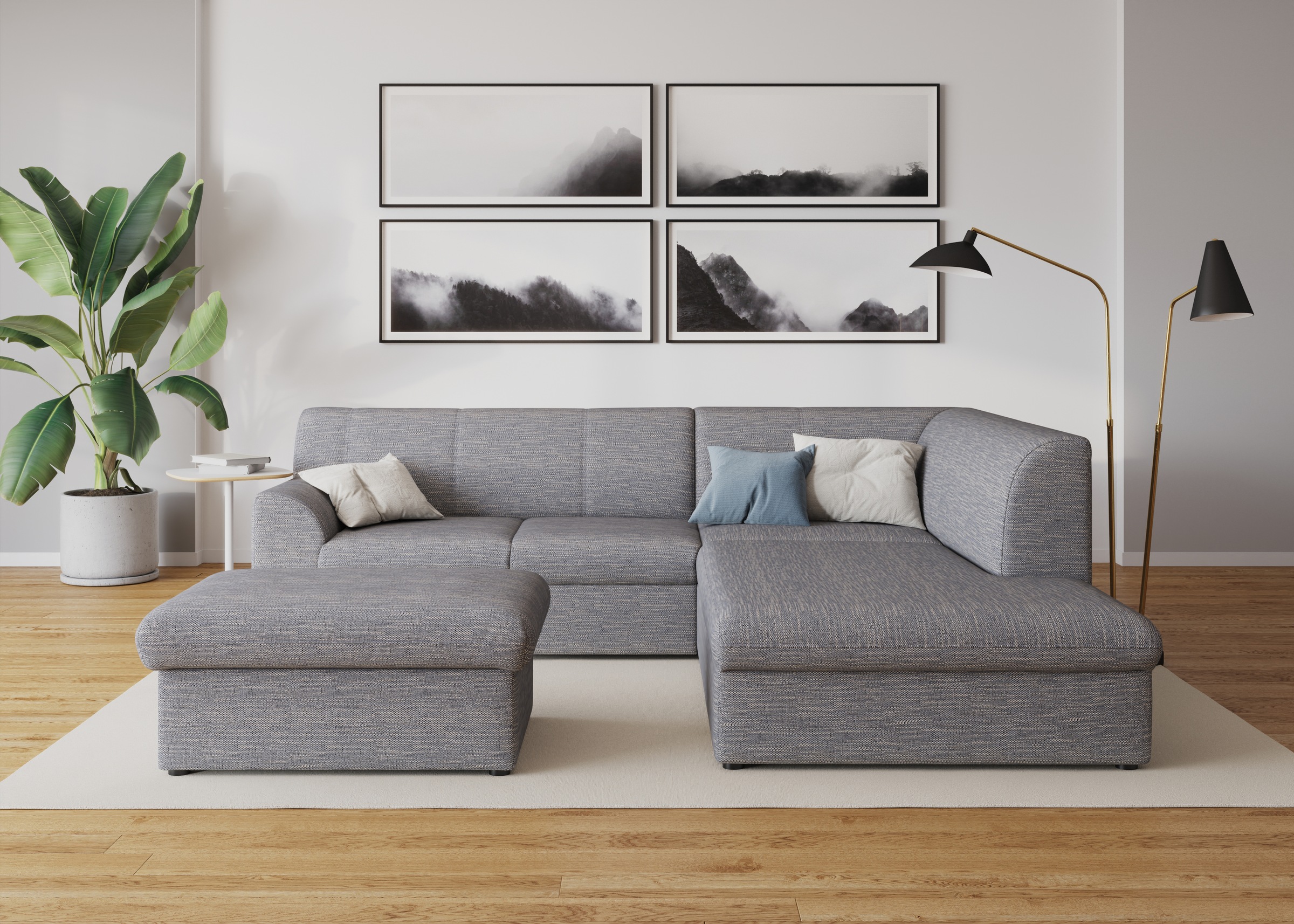 DOMO collection Ecksofa »Topper zeitlos elegant, kompakte Stellmasse, OTTOs Choice, L-Form«, mit Ottomane, wahlweise mit Schlaffunktion