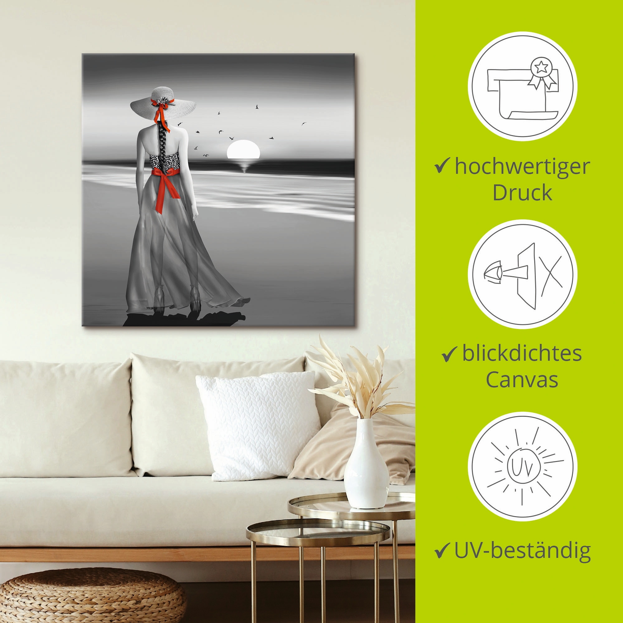 Artland Fresque murale »Ein Blick zurück aufs Meer« 1 cuis tlg. als Alubild, Outdoorbild, Leinwandbild, Poster, Wandaufkleber