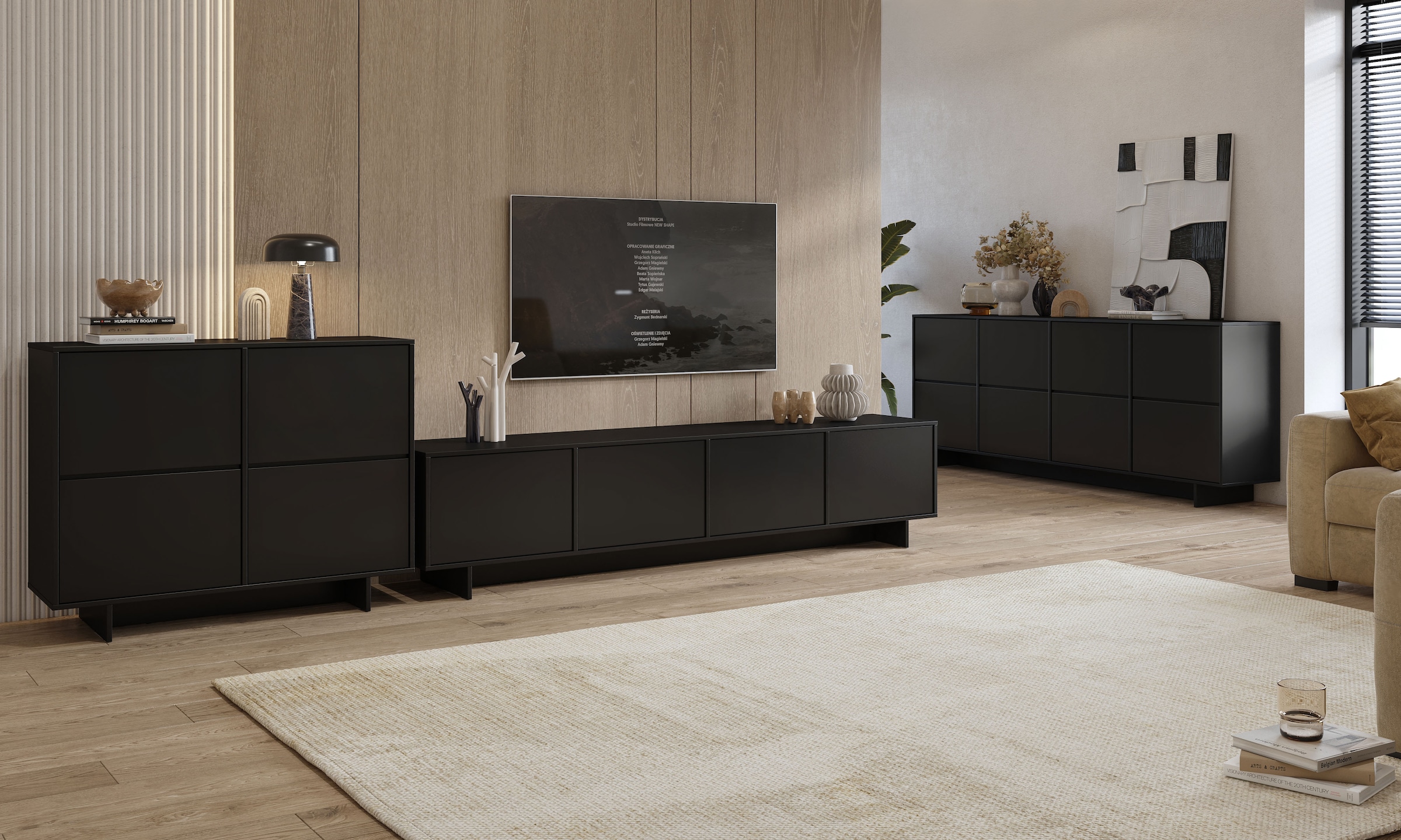 GOODproduct Lowboard »Tatami, Modernes griffloses TV-Board, Breit 220,50cm, TV-Schrank« TV-Schrank, TV-Board mit viel Stauraum, push-to-open-Funktion