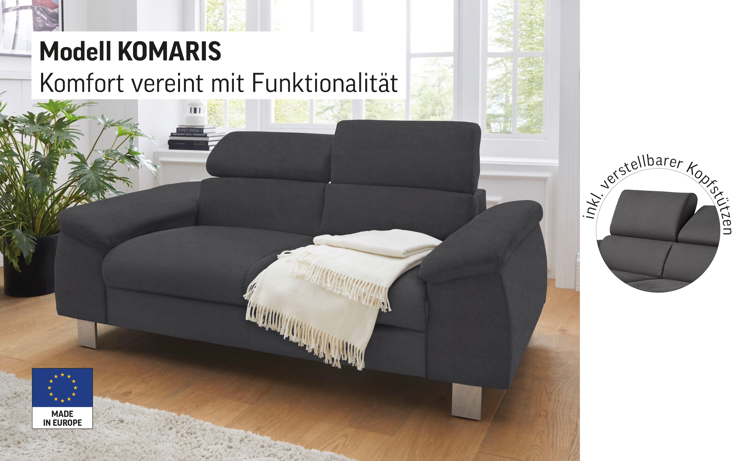 COTTA 2-Sitzer »Komaris, B: 177 cm« mit Kopfteilverstellung