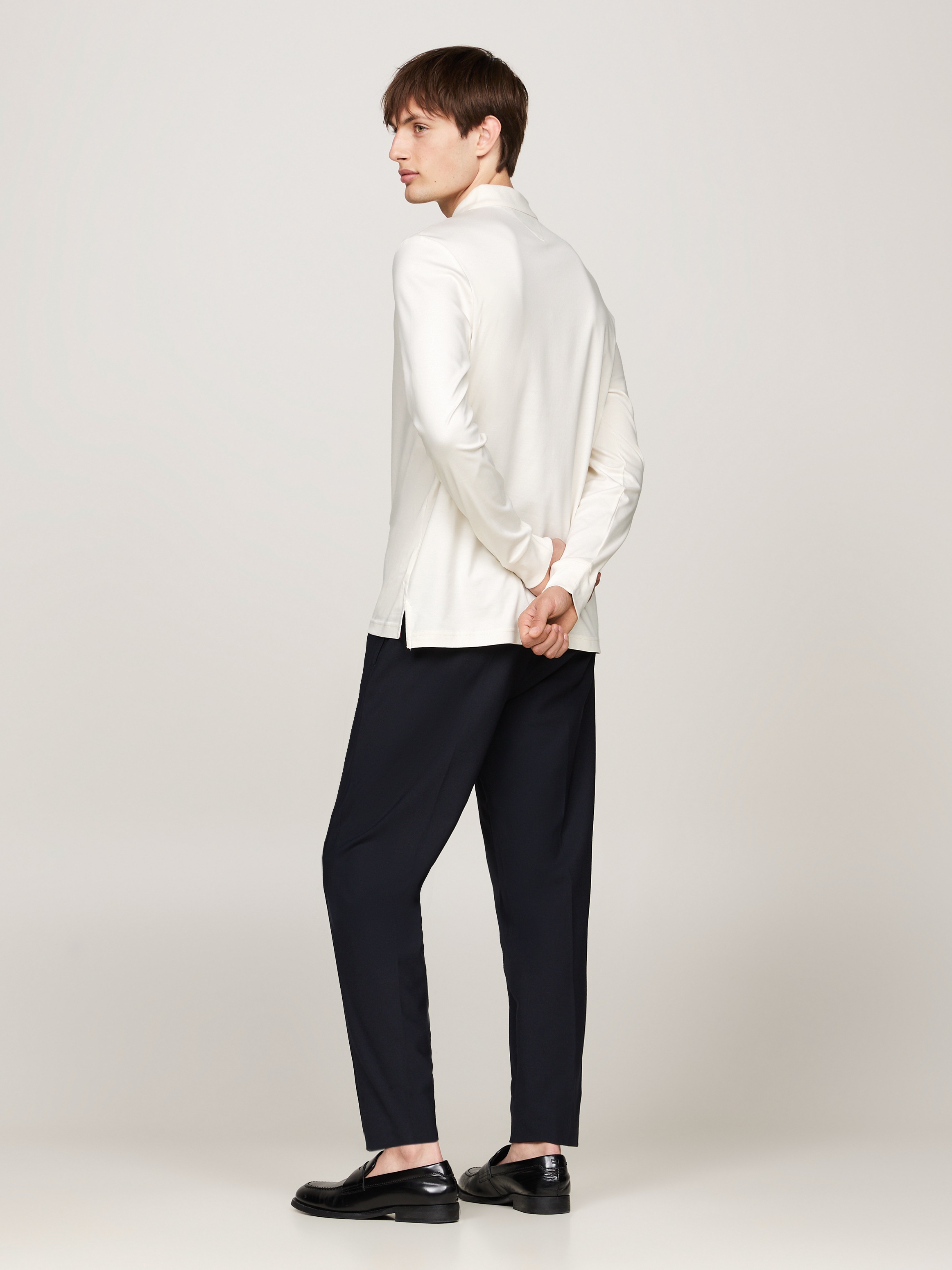 Tommy Hilfiger Langarm-Poloshirt »L/S LIQUID COTTON REG POLO mit Jersey und Markenlabel«, unifarben, casual, regular fit, Baumwolle, Polokragen