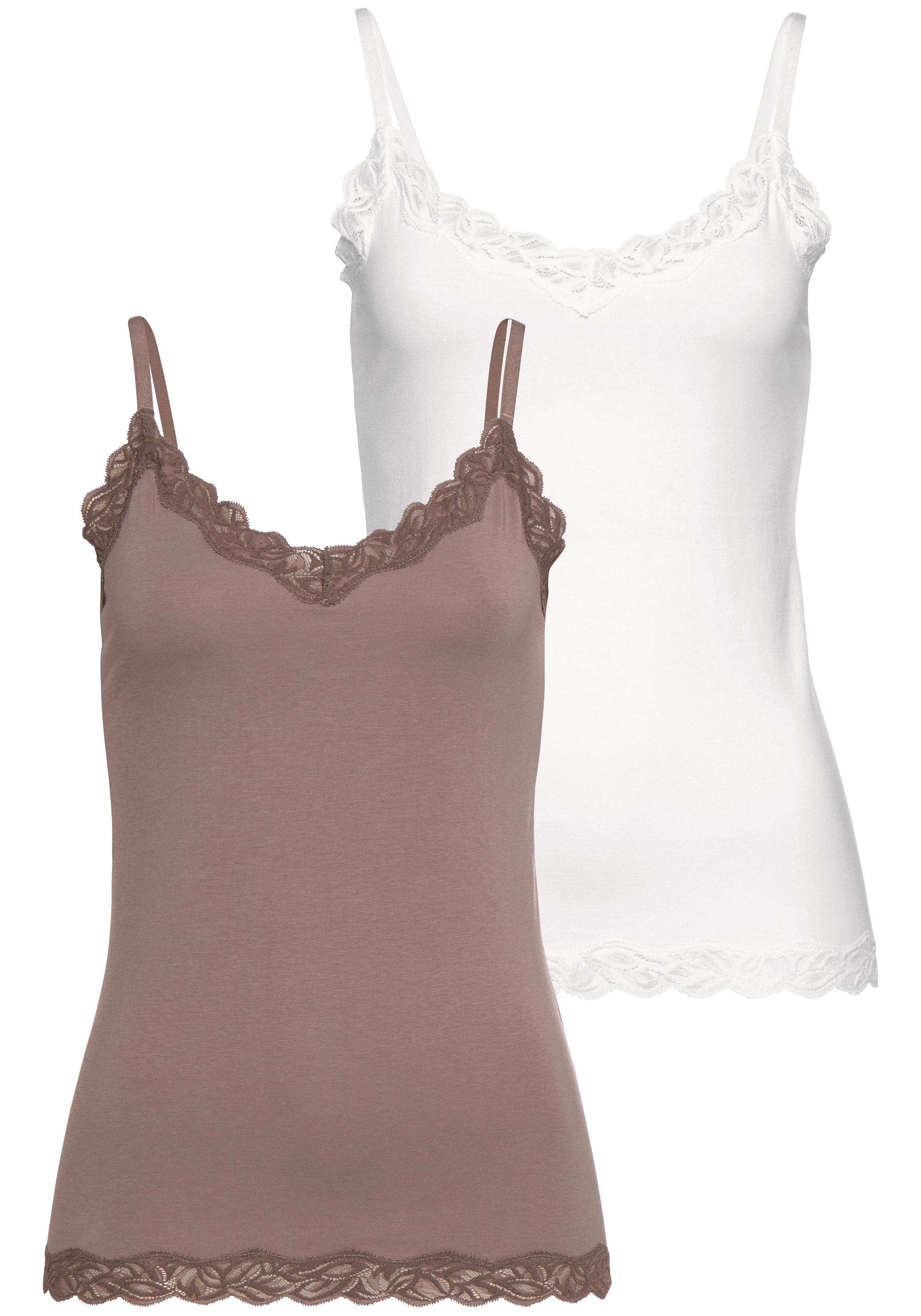 Image of LASCANA Unterhemd, (Packung, 2 St., 2er-Pack), mit floraler Spitze bei Ackermann Versand Schweiz