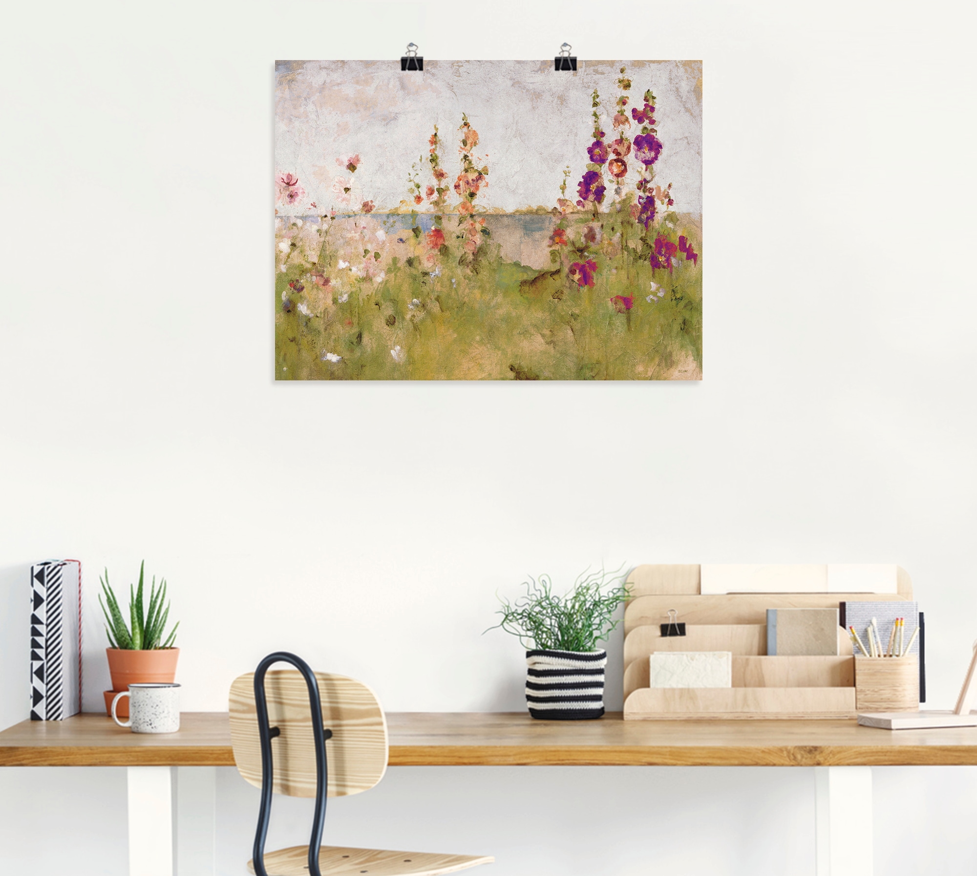 Artland Wandbild »Stockrosen am Meer« Blumen 1 Stk. tlg. als Leinwandbild, Poster in verschied. Grössen