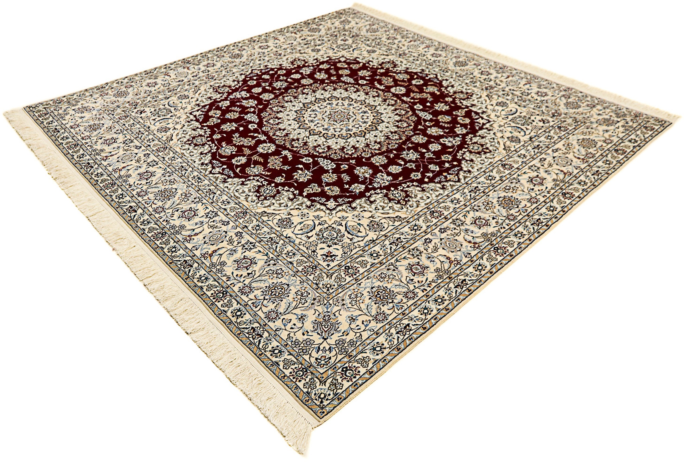 Image of morgenland Orientteppich »Perser - Nain - Premium quadratisch - 207 x 206 cm - dunkelrot«, quadratisch, 6 mm Höhe, Wohnzimmer, Handgeknüpft, Einzelstück mit Zertifikat bei Ackermann Versand Schweiz