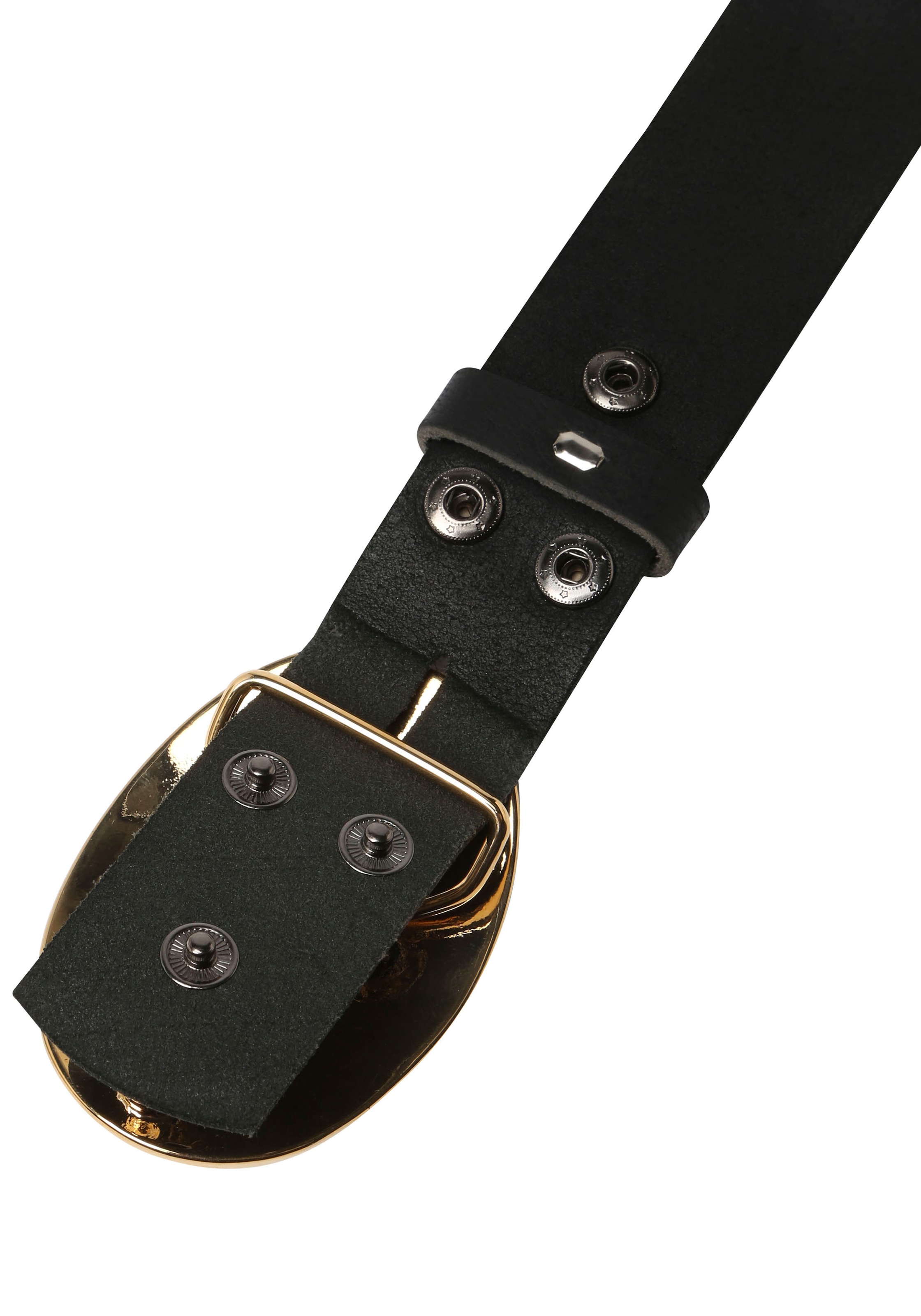 Rettungsring Gürtel Ledergürtel mit austauschbarer Schliesse »Welt Schwarz Gold«