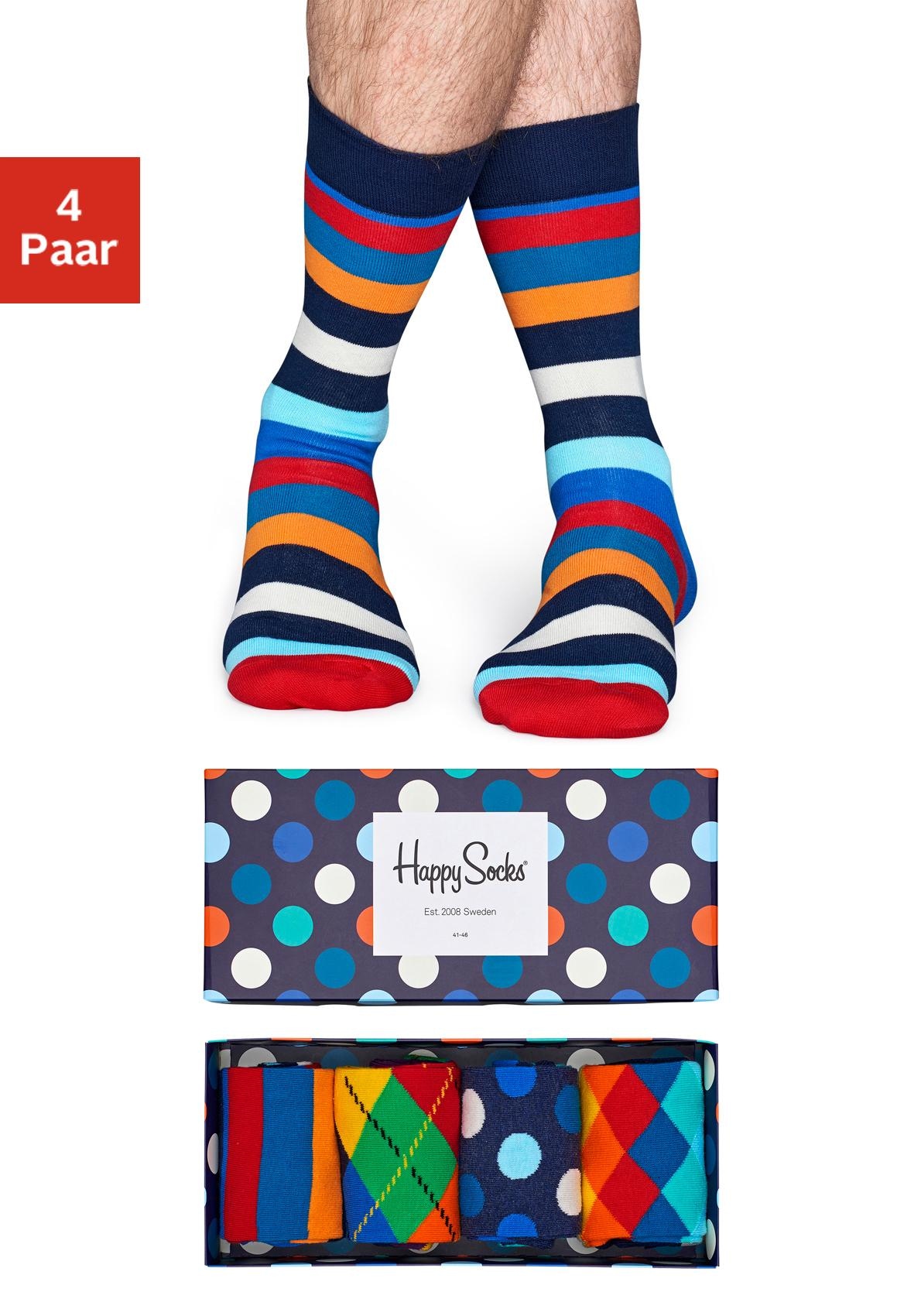 Image of Happy Socks Socken, (Box, 4 Paar), mit verschiedenen Mustern in der Box bei Ackermann Versand Schweiz