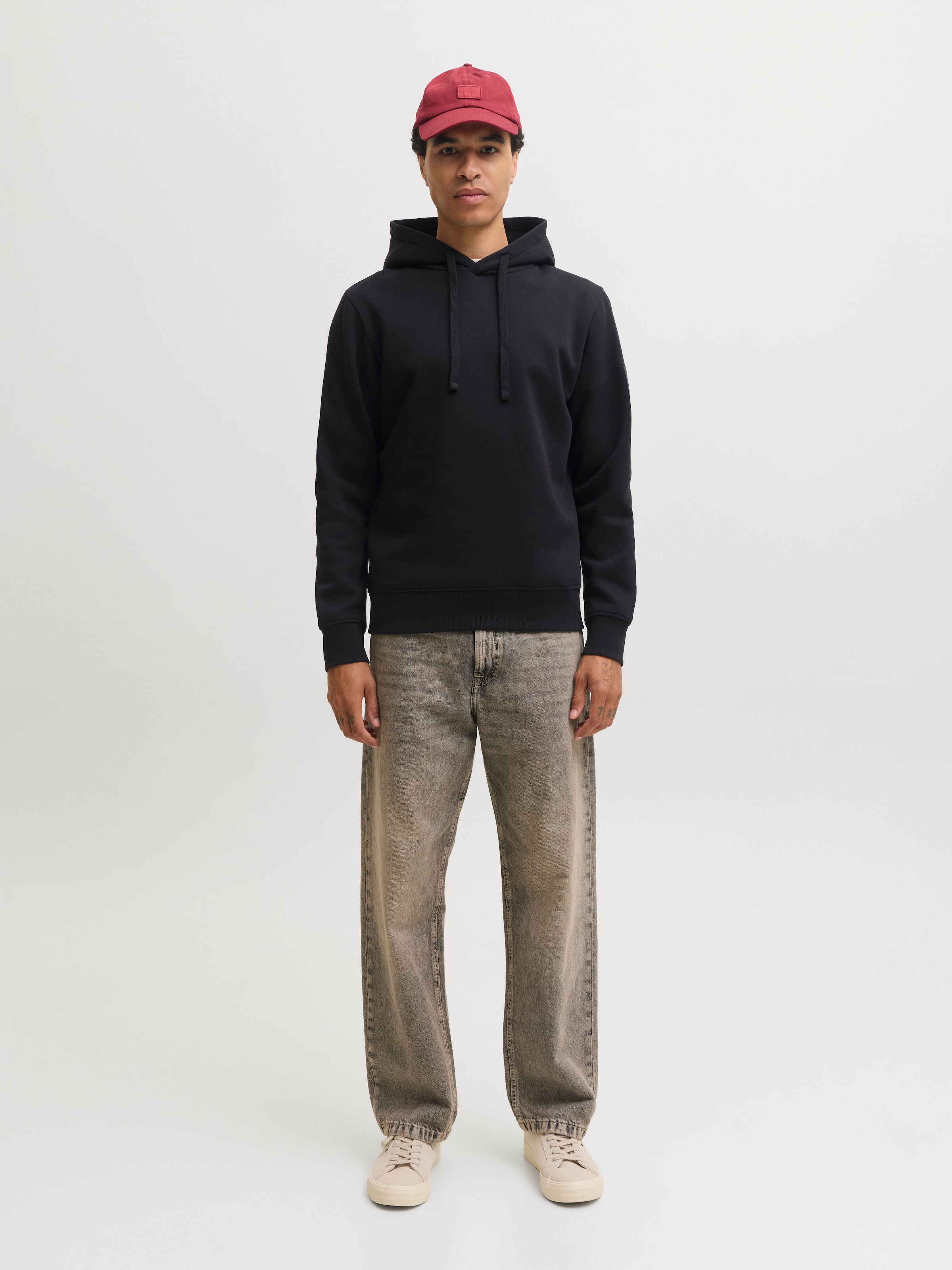 Jack & Jones Kapuzensweatshirt »JJCLEVELAND SWEAT HOOD SN«, Materialmix, regular fit
