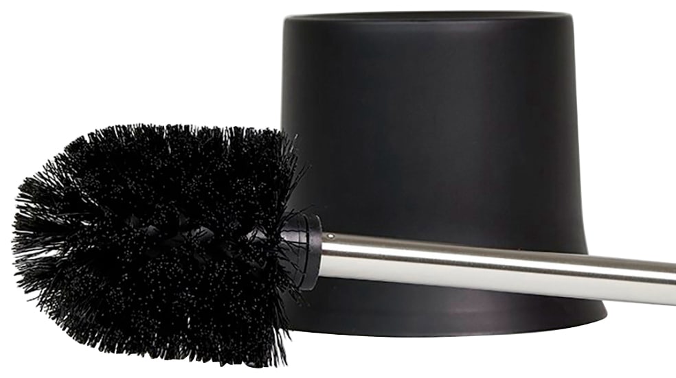 WENKO WC-Garnitur »Basic Schwarz«, Set, 1 St., aus Polypropylen-Edelstahl-Kunststoff, schwarz