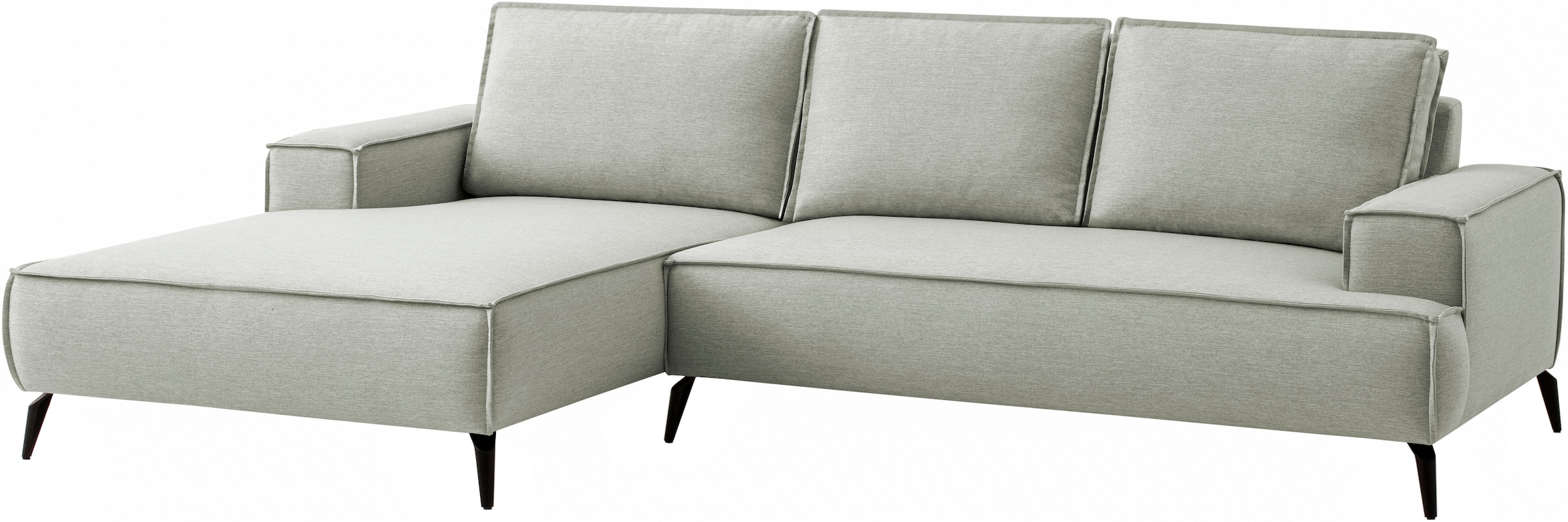 GOODproduct Canapé d'angle »TVINNU, L-Form, 275cm, in Cord und Leinenoptik« wahlweise Recamiere rechts/links, schwarze Füsse, bequemer Sitzkomfort