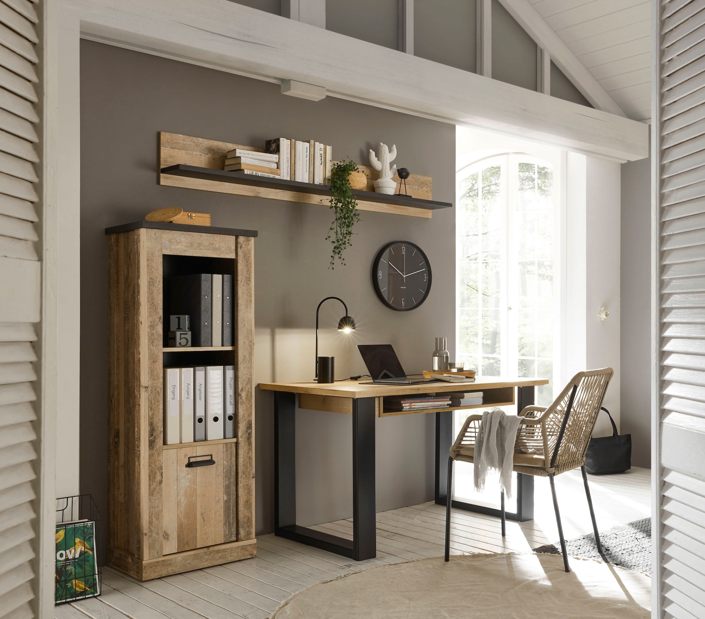 Home affaire Schrank-Set »SHERWOOD«, (3 St.), Holz Dekor, mit Scheunentorbeschlag aus Metall, Breite ca. 190 cm