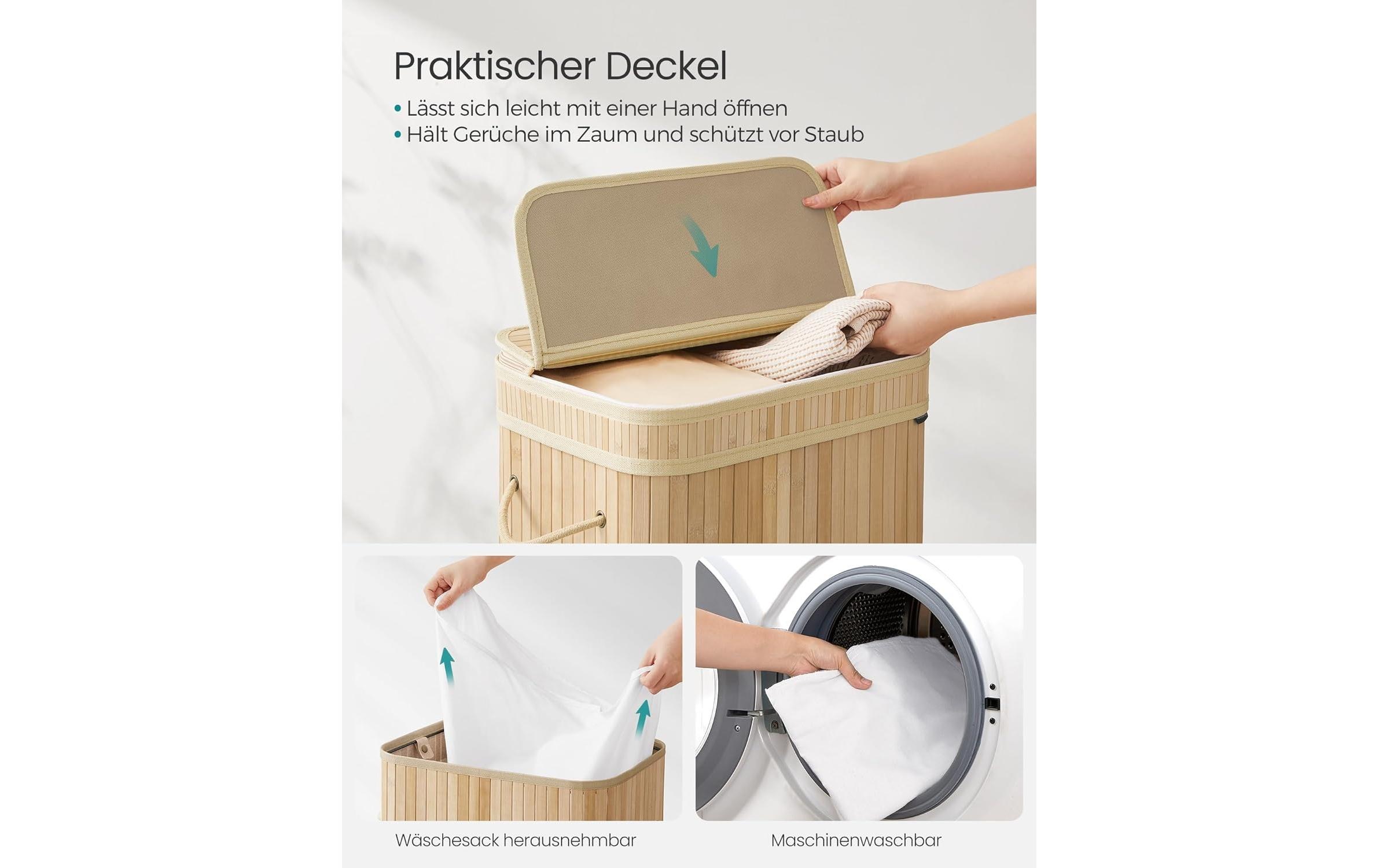 SONGMICS Wäschekorb »Bambus 72 l«