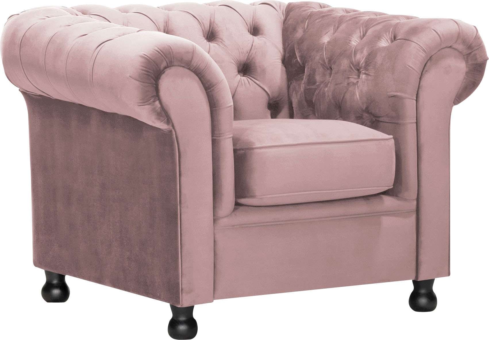 Home affaire Sessel »BRONNOY Chesterfield Sessel mit aufwendiger Knopfheftung, Breite 108cm« Polstersessel mit geschwungenen Armlehnen, Chesterfield-Optik