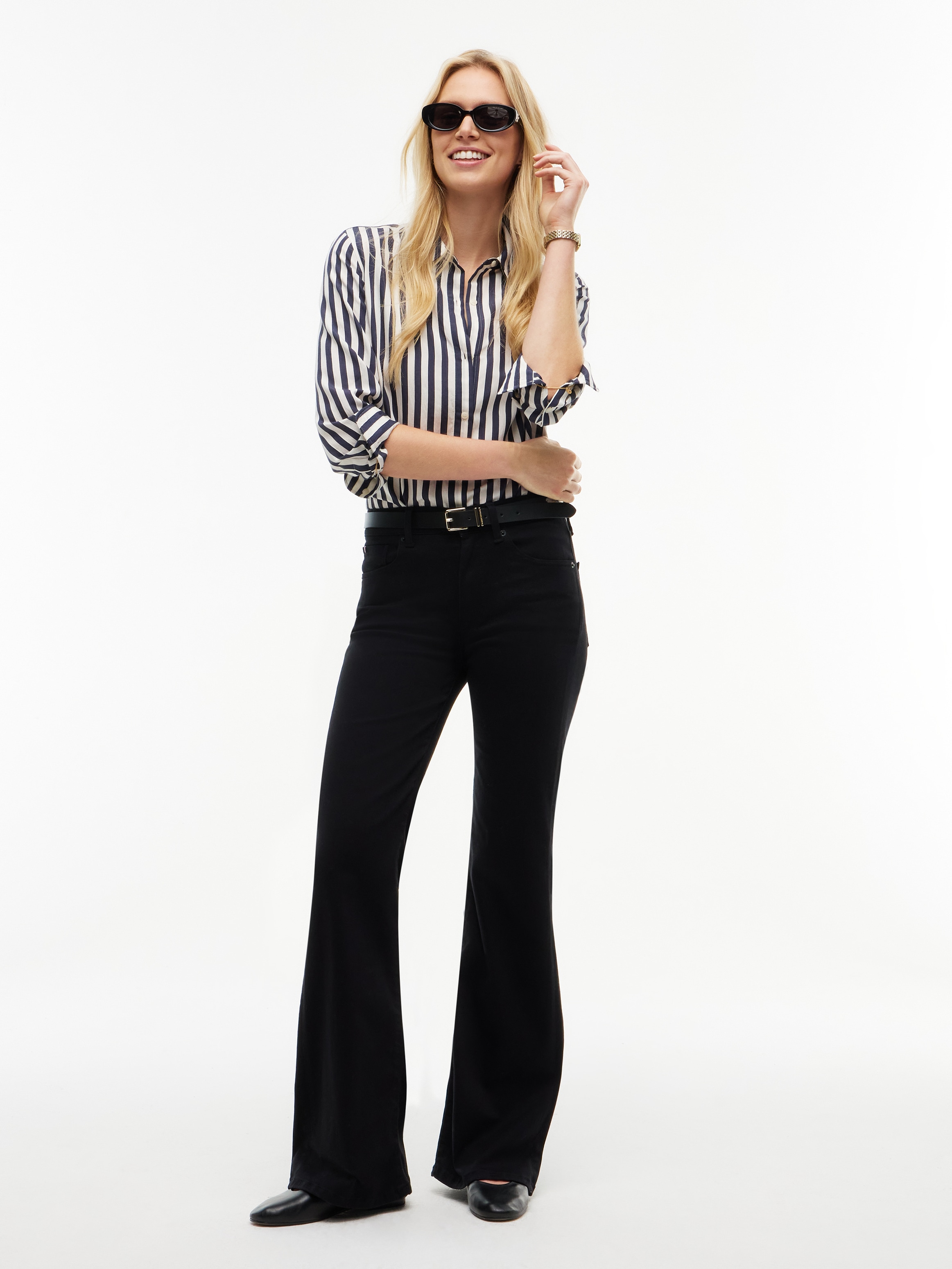 Tommy Hilfiger Jeans bootcut »LUNA MID RISE FLARE STAY BLACK« mélange de coton, coupe évasée, taille mi-haute