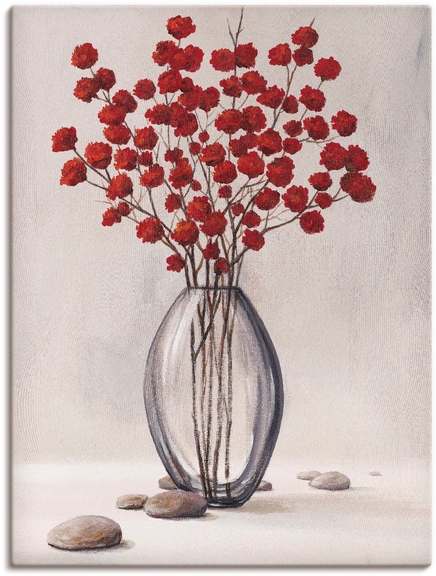 Image of Artland Leinwandbild "Dekorative rote Herbstblumen" Blumenbilder 1 Stk. tlg. auf Holzrahmen gespannt