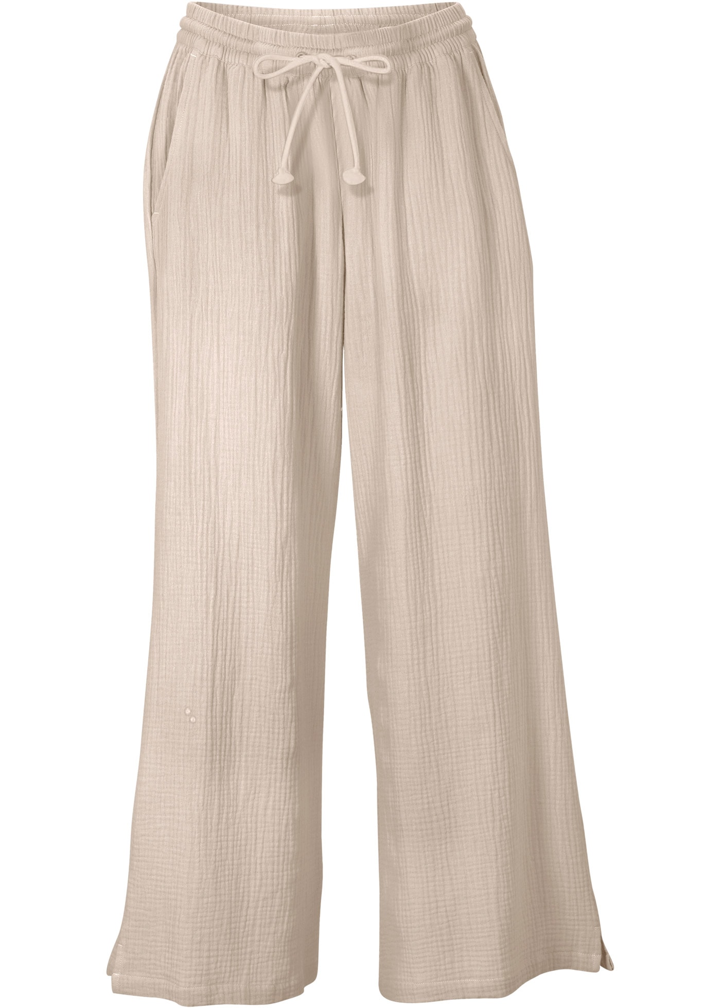 bonprix Pantalon palazzo »Palazzo-Hose aus Musselin«  En mousseline, coupe décontractée, taille élastique, longueur cheville
