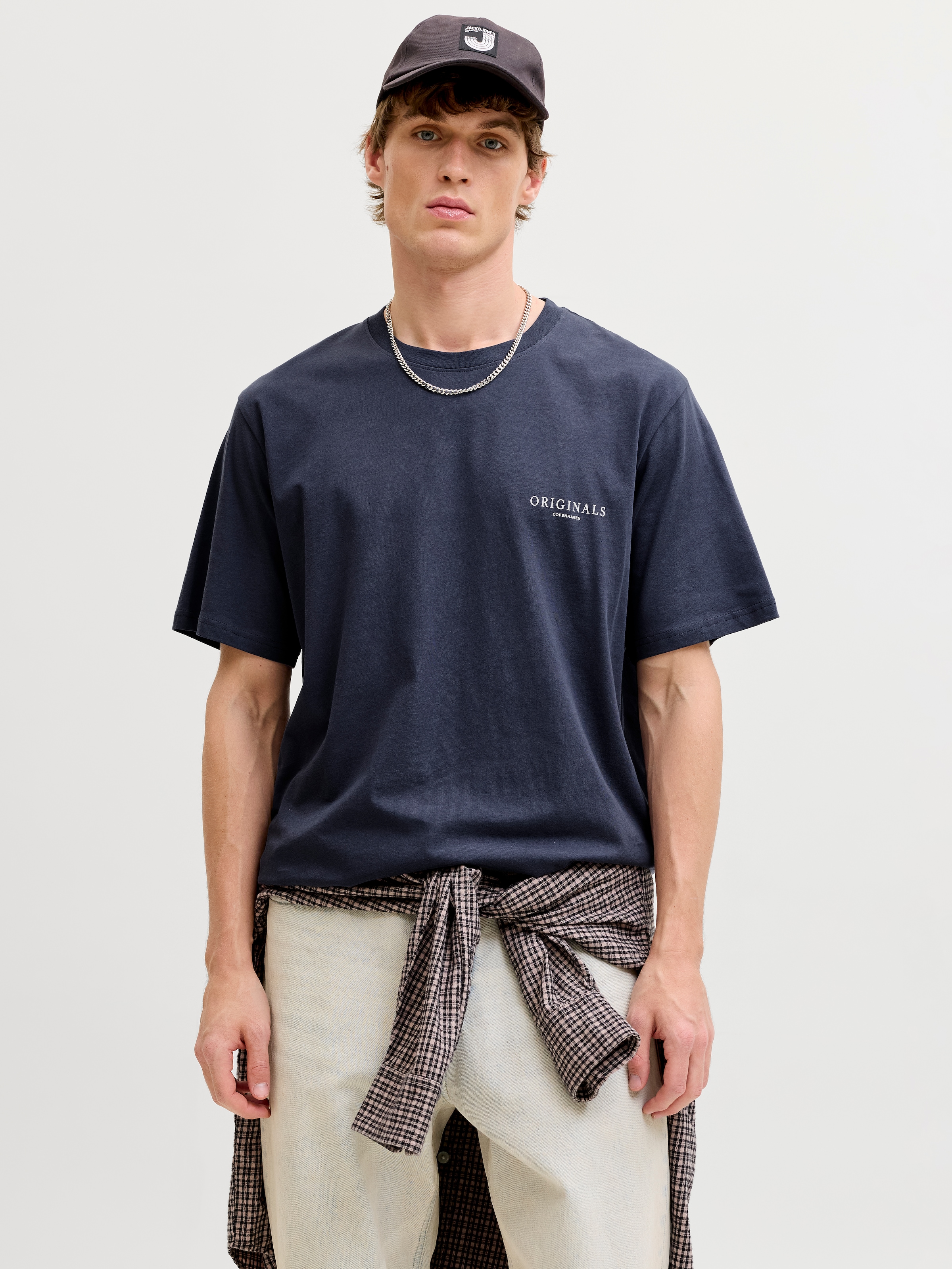 Image of Jack & Jones Kurzarmshirt "JORMONTAUK AOP BACK TEE SS CREW NECK" Baumwolle, regular fit