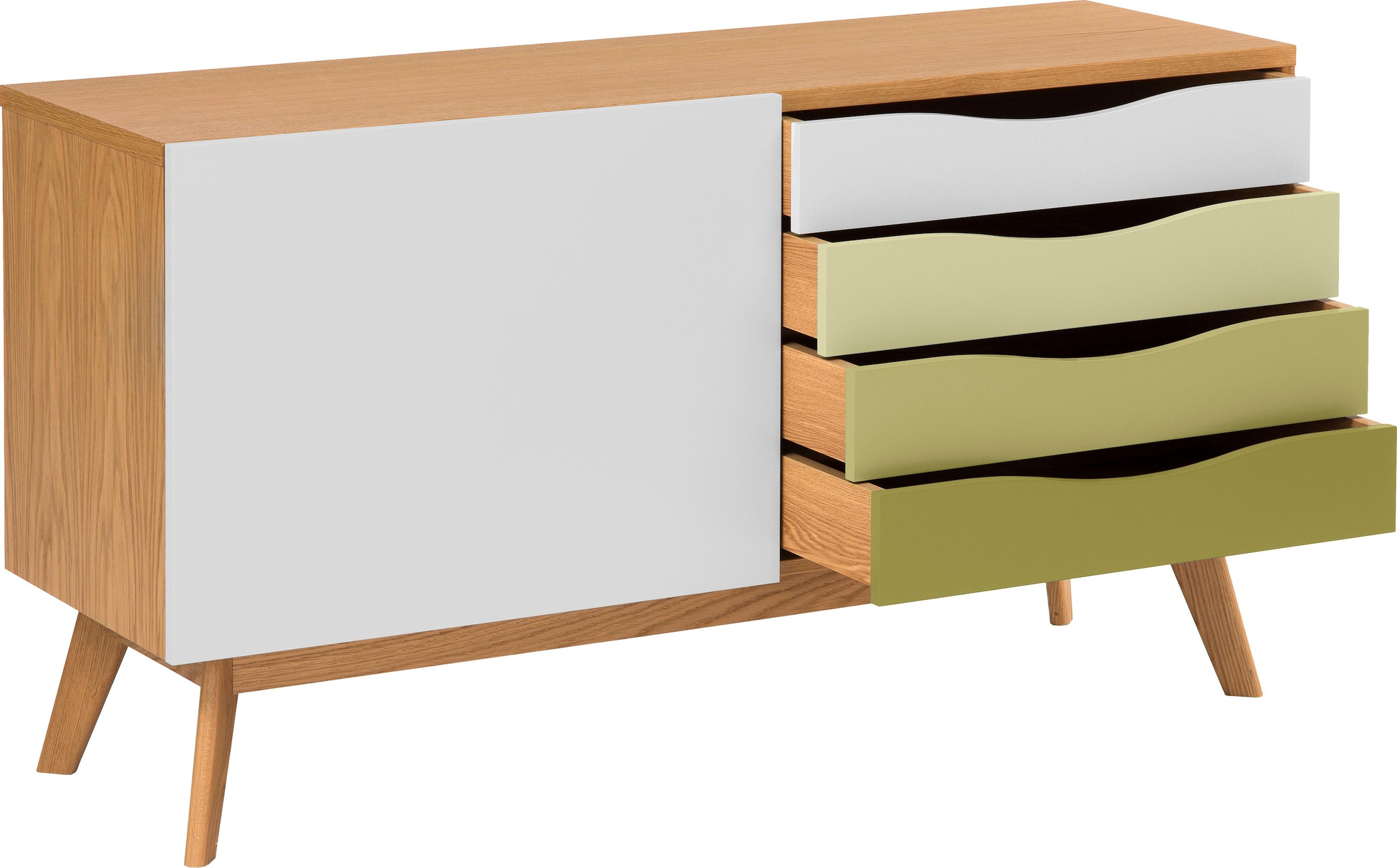 Woodman Sideboard »Hilla«, Breite 130 cm, im angesagten skandinavischen Look, Fussrahmen aus Eiche
