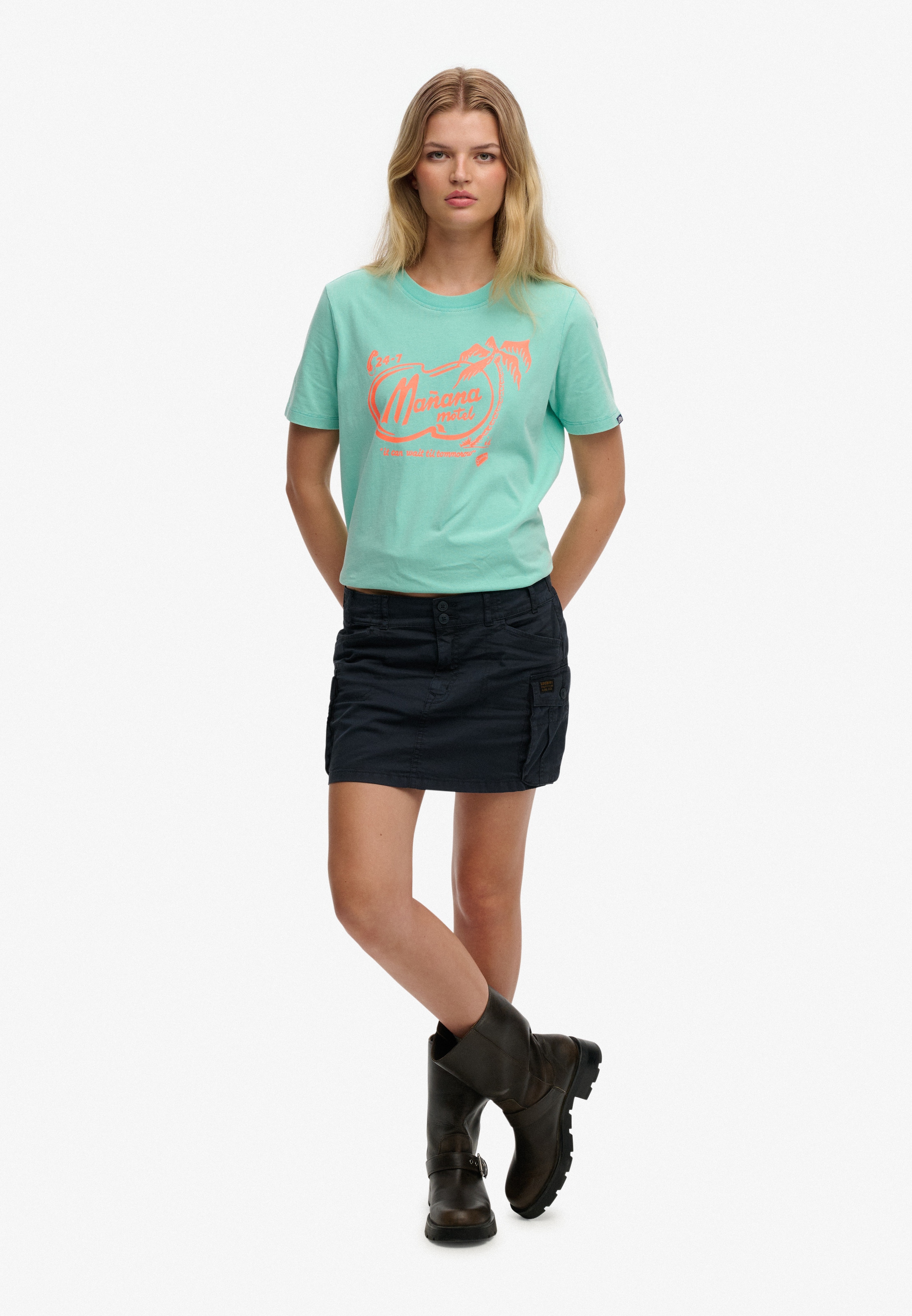 Superdry T-shirt imprimé »ROADSIDE TRADE RELAXED TEE« en coton jersey simple, Relaxed Fit, manches courtes