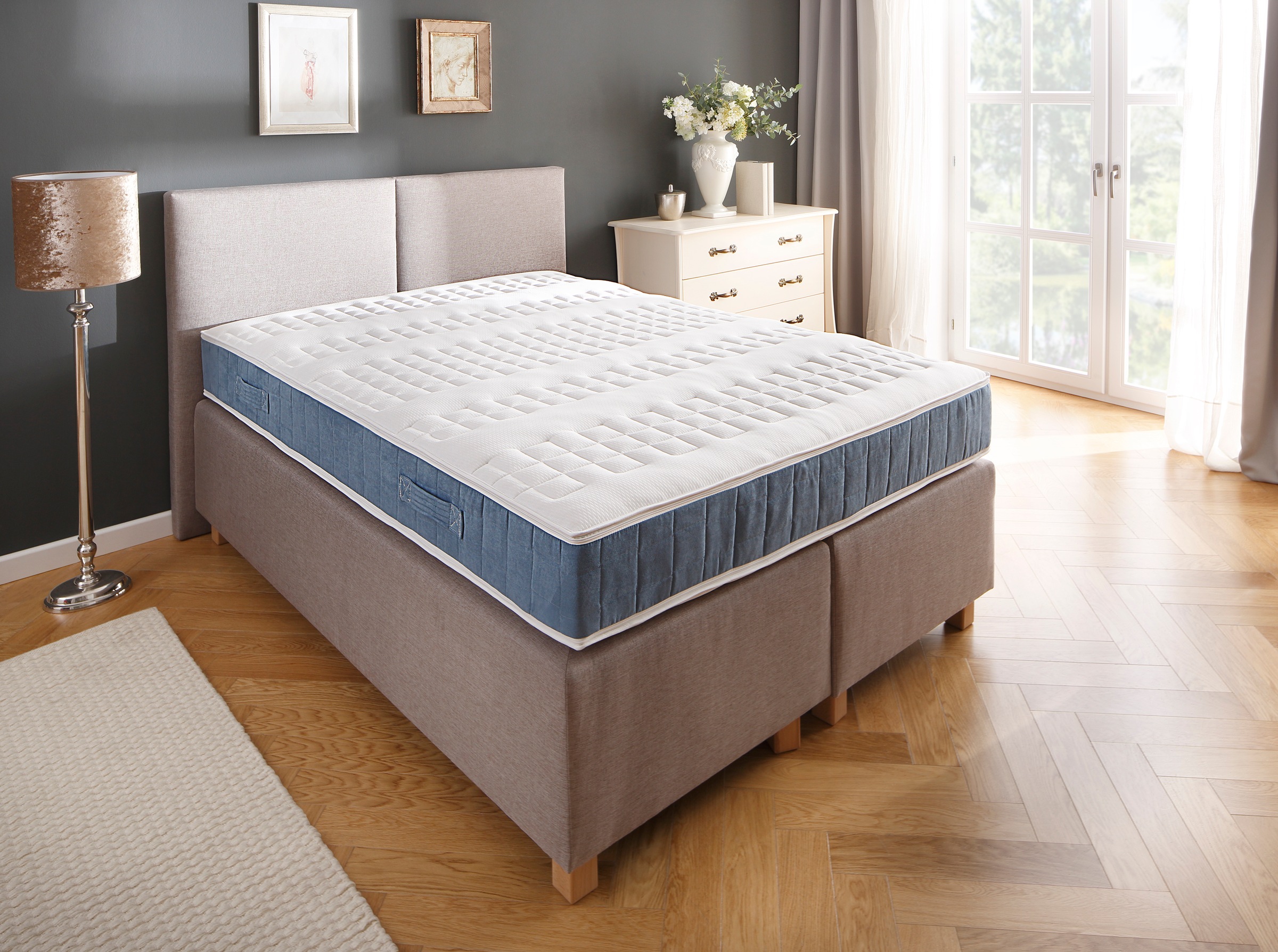 Image of DELAVITA Boxspringmatratze »Luther Petrol«, 24 cm cm hoch, Raumgewicht: 40 kg/m³, (1 St.), bietet den perfekten Wohlfühlkomfort bei Ackermann Versand Schweiz