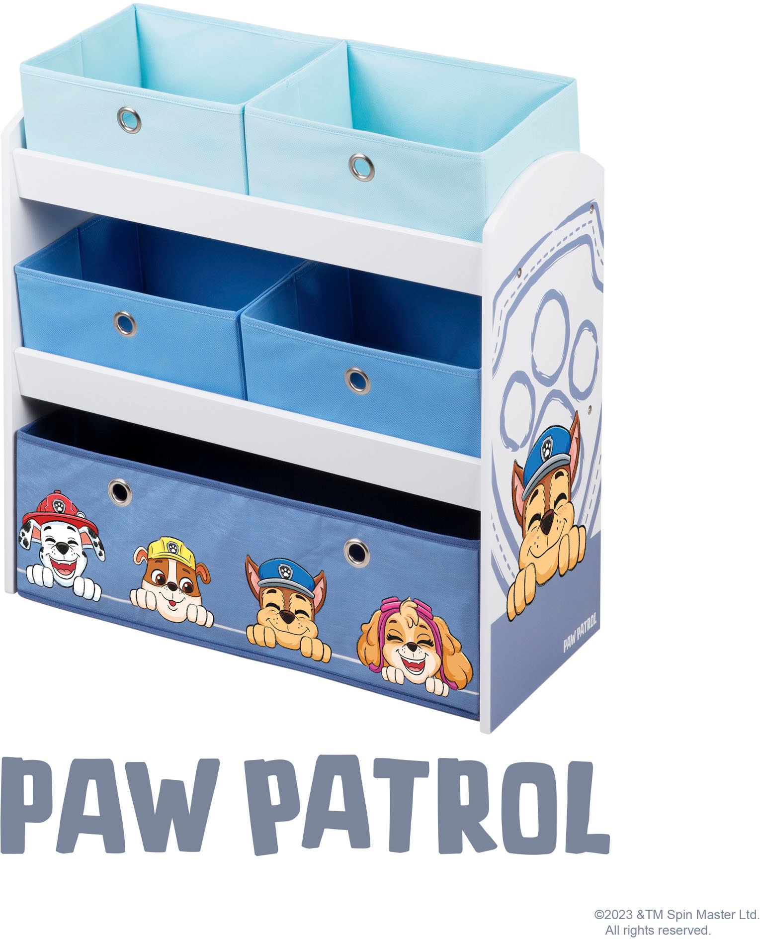 roba® Kinderregal »PAW Patrol, weiss«, inklusive 5 Stoffboxen in 2 Grössen