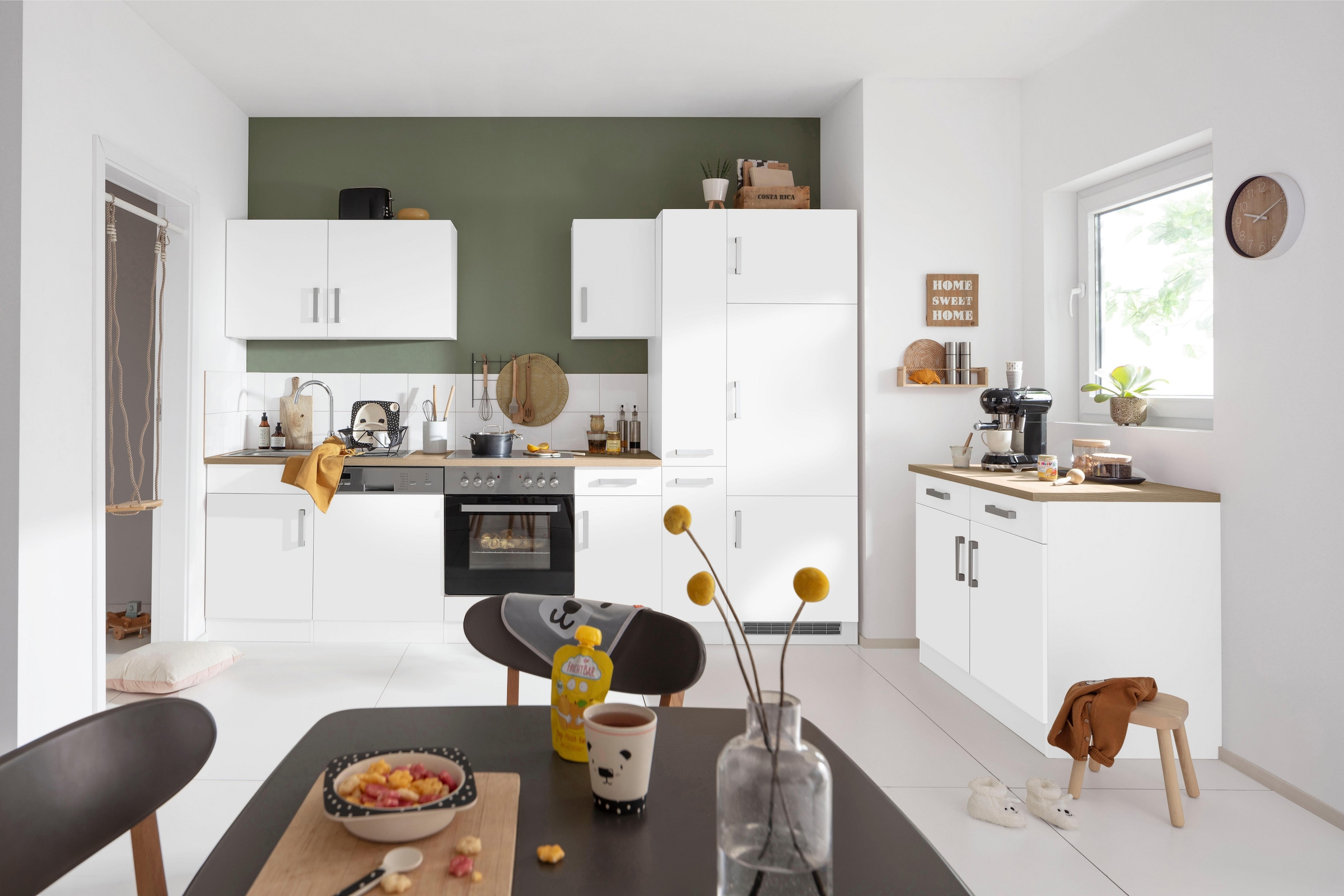 KOCHSTATION Kitchenette »KS-Gera« Largeur 300 cm, avec appareils électriques en option, avec plan de travail