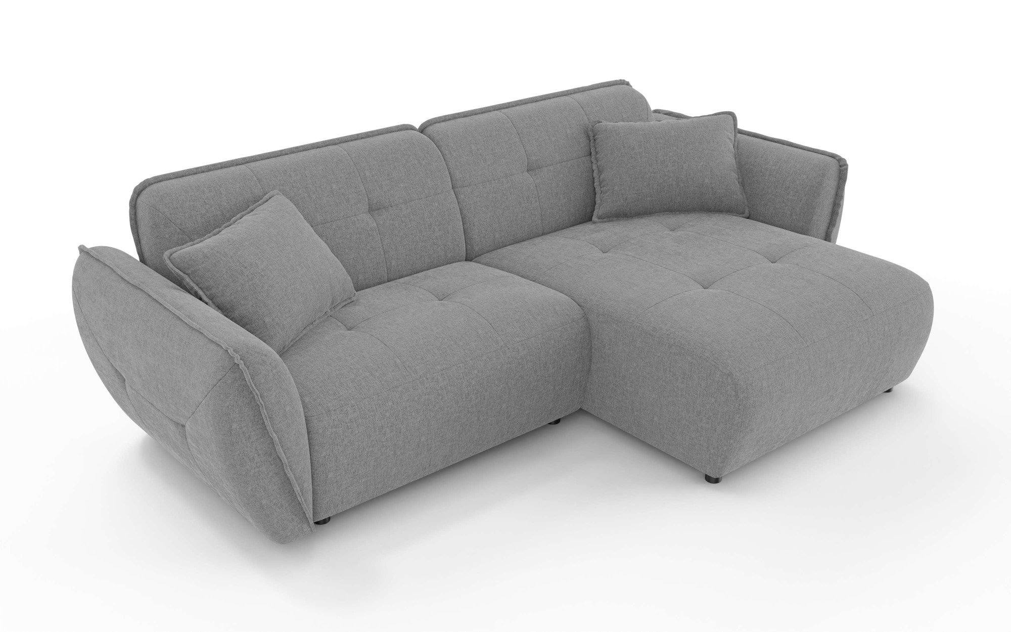 Home affaire Ecksofa »MIRELDA L-Form mit Steppungen, Recamiere rechts/links, Breite 253 cm« Sitztiefe 62 cm, elegant und bequem, 2 Zierkissen, belastbar bis 480kg