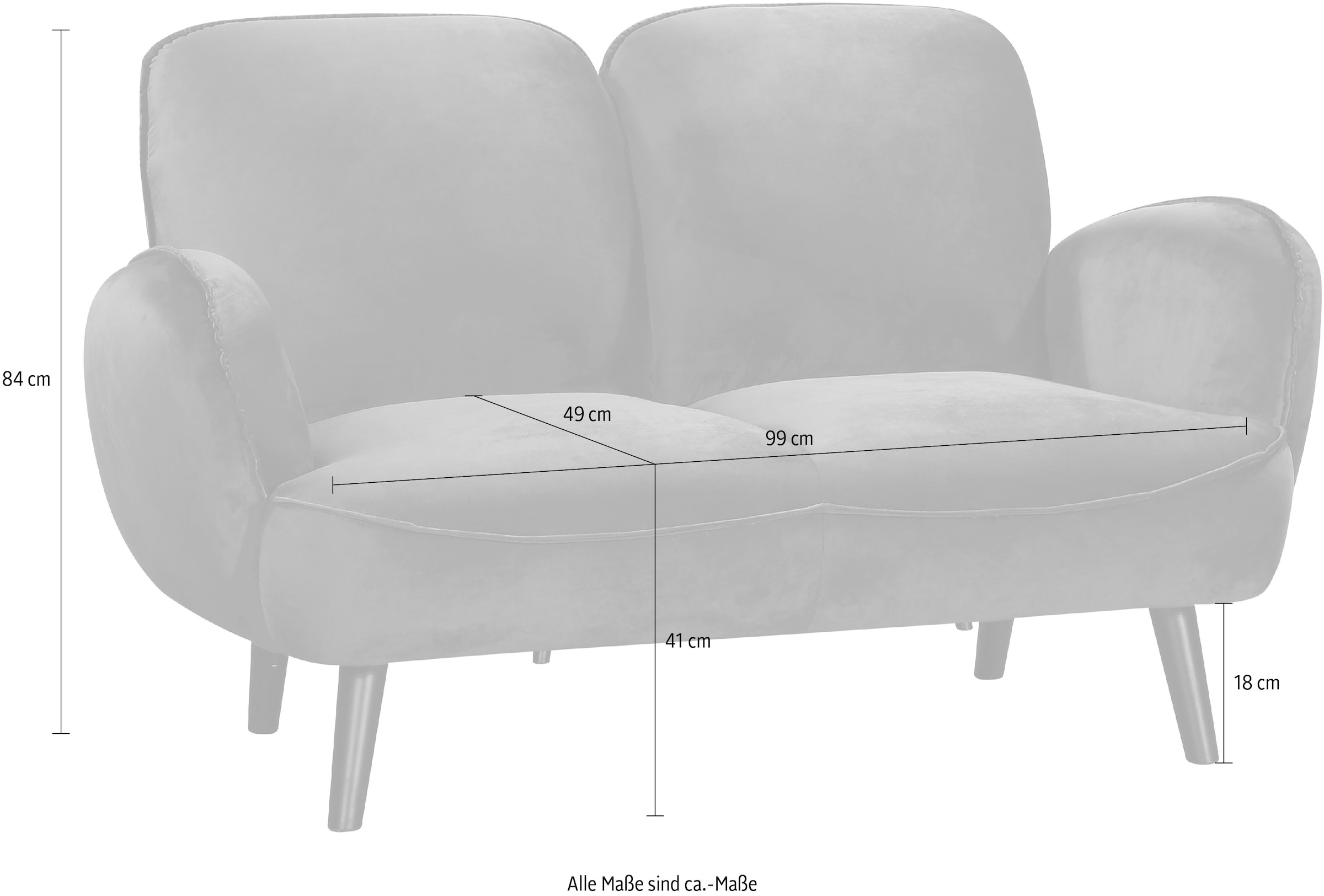 ATLANTIC home collection 2-Sitzer »Ben«, mit Wellenunterfederung, Massivholzfüsse, frei im Raum stellbar