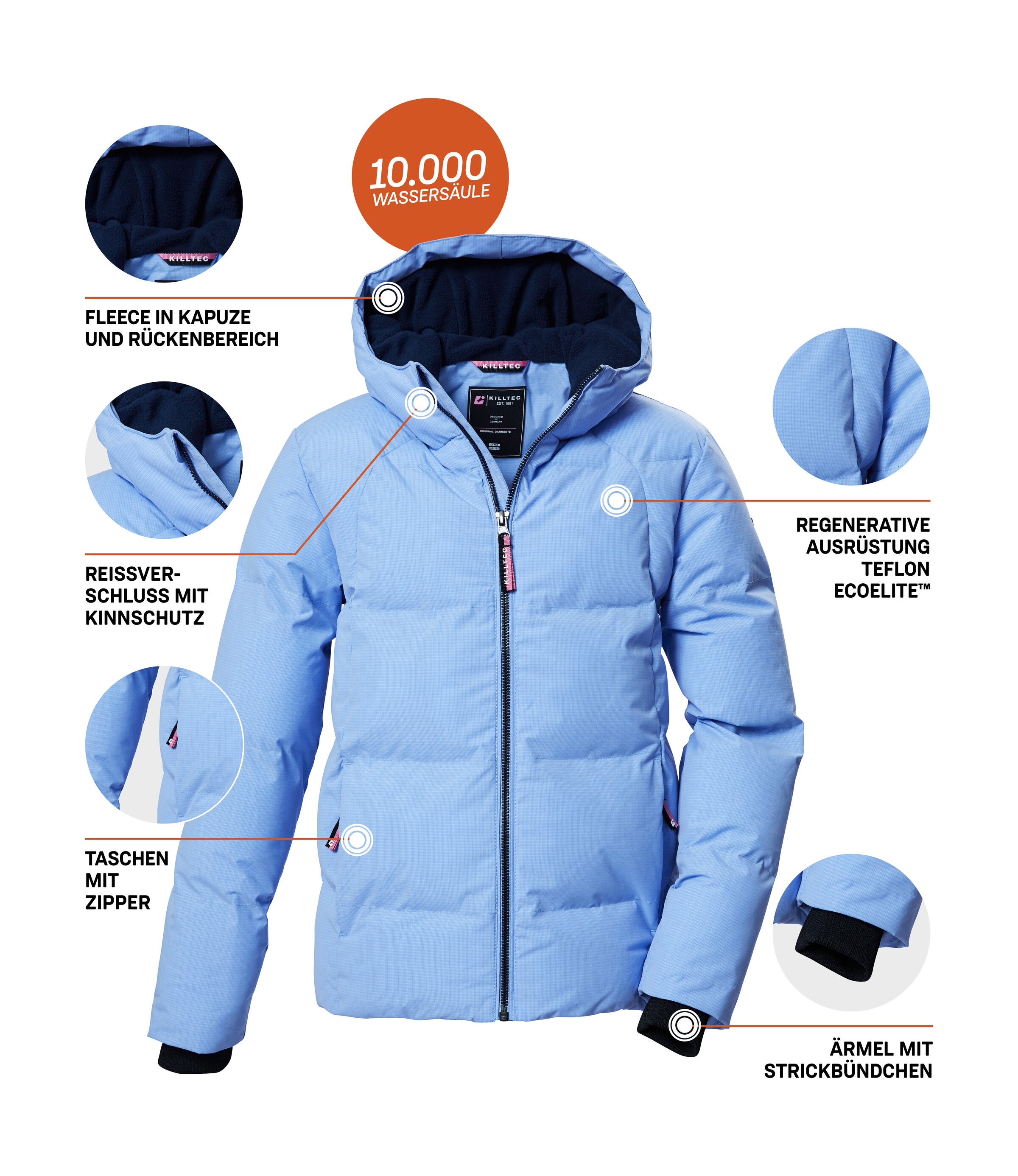 Killtec Veste matelassée »KOW 357 GRLS QLTD JCKT« Wasserabweisende Mädchenjacke mit Kapuze, atmungsaktiv, warm